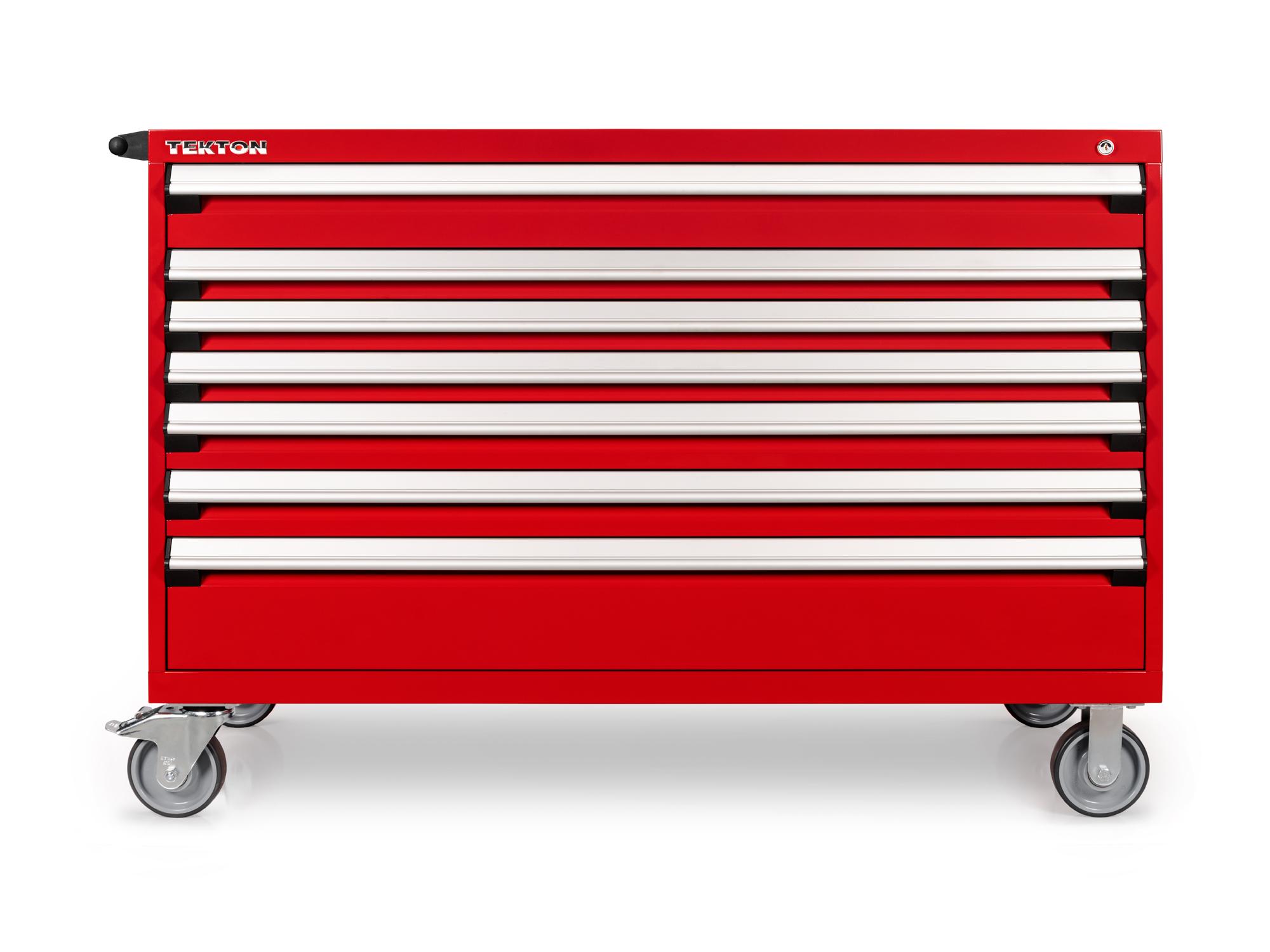 Front view of red Tekton tool cabinet. Item #OCL63200