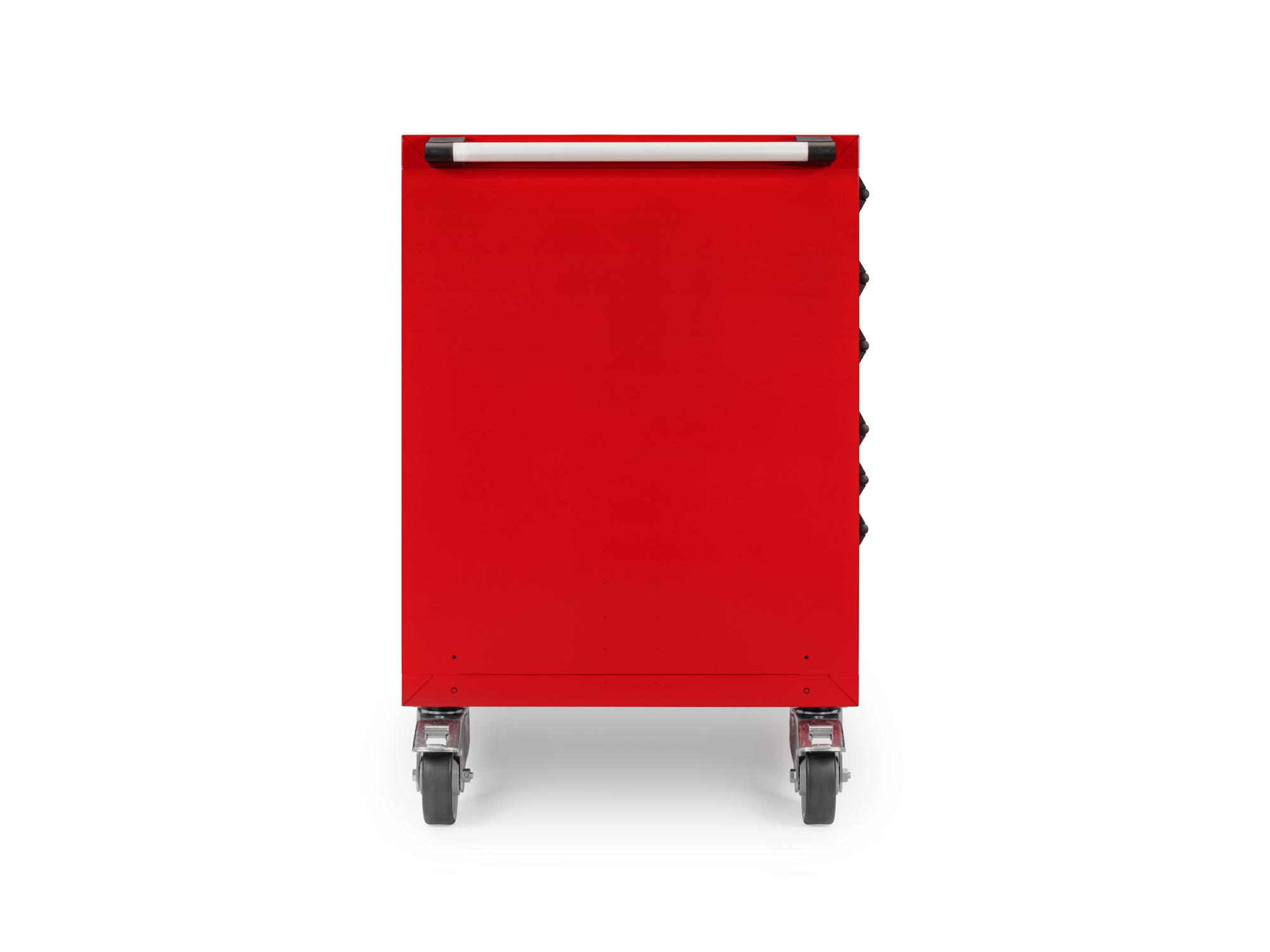 Side view of red Tekton tool cabinet. Item #OCL63202