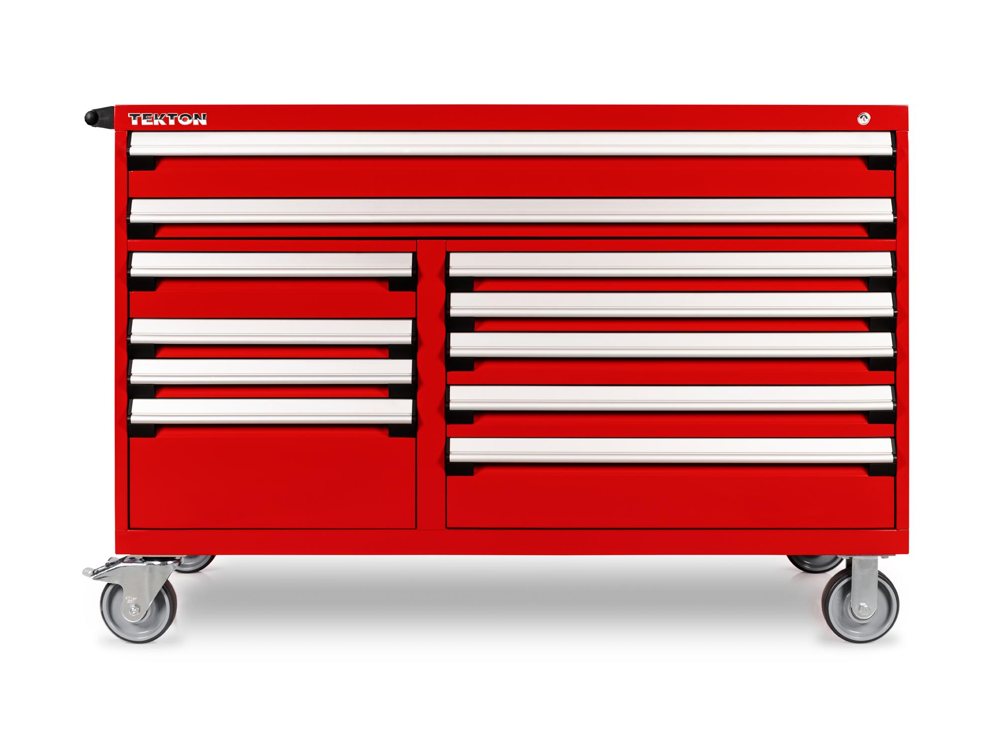 Front view of red Tekton tool cabinet. Item #OCL63202