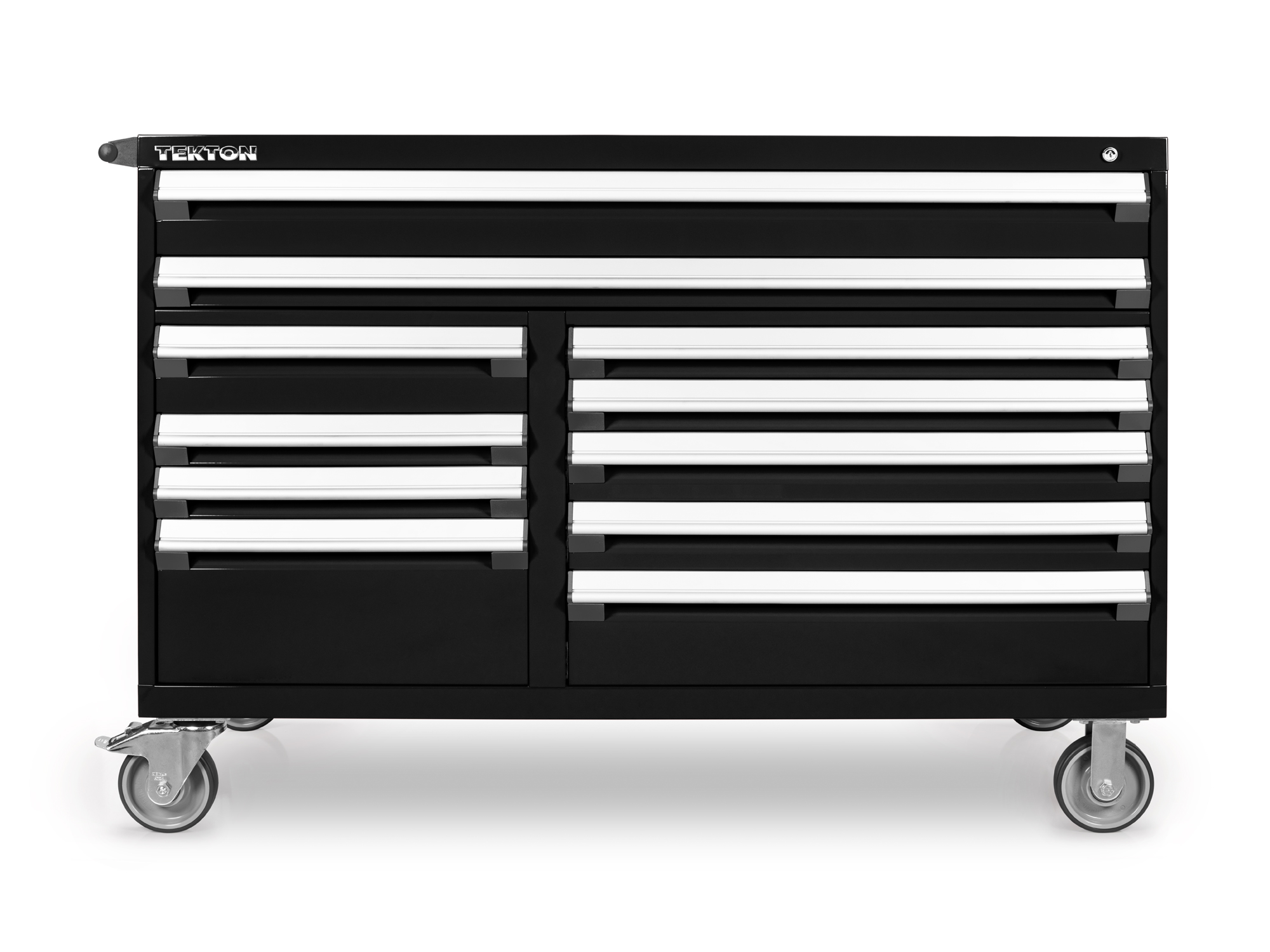 Our largest rolling tool cabinet features 11-drawer, 40/60 split bank each each with a 400 lb. weight capacity. Made in North America. 90-Day Trial. OCL64100.