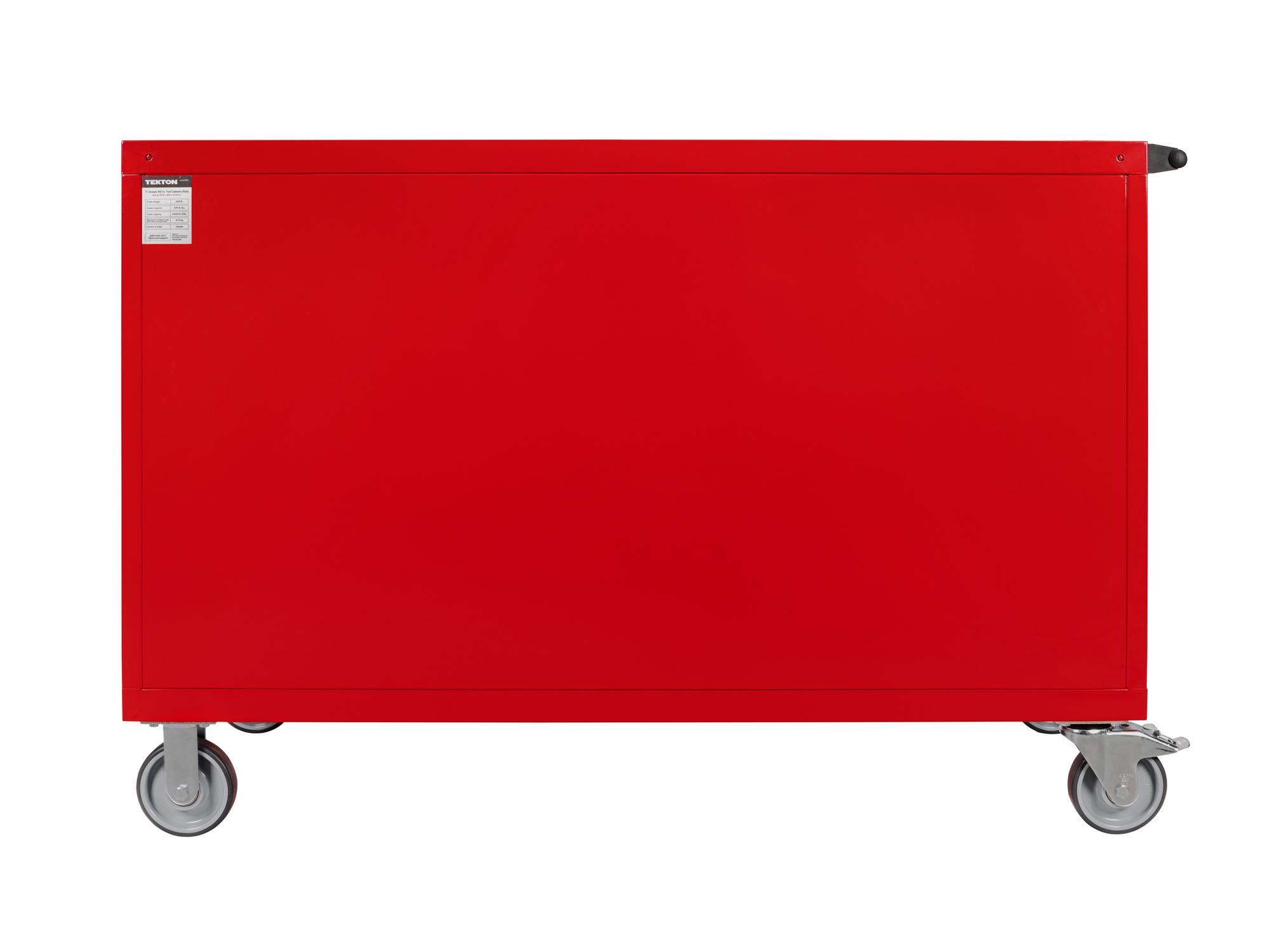 Back view of red Tekton tool cabinet. Item #OCL64200