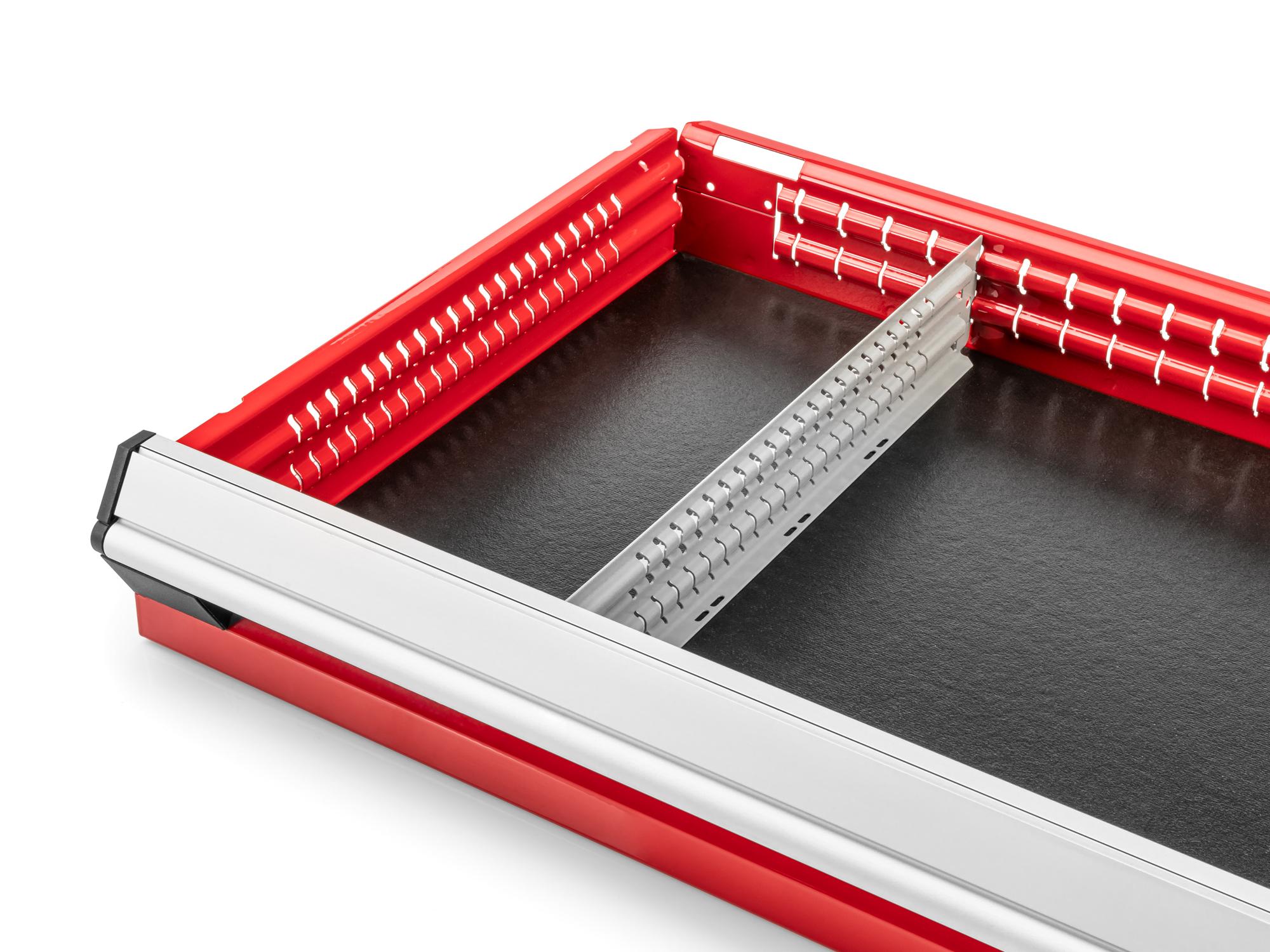 Front angled view of Tekton 18 in. tool drawer in a tool cabinet drawer. Item #OTD30418