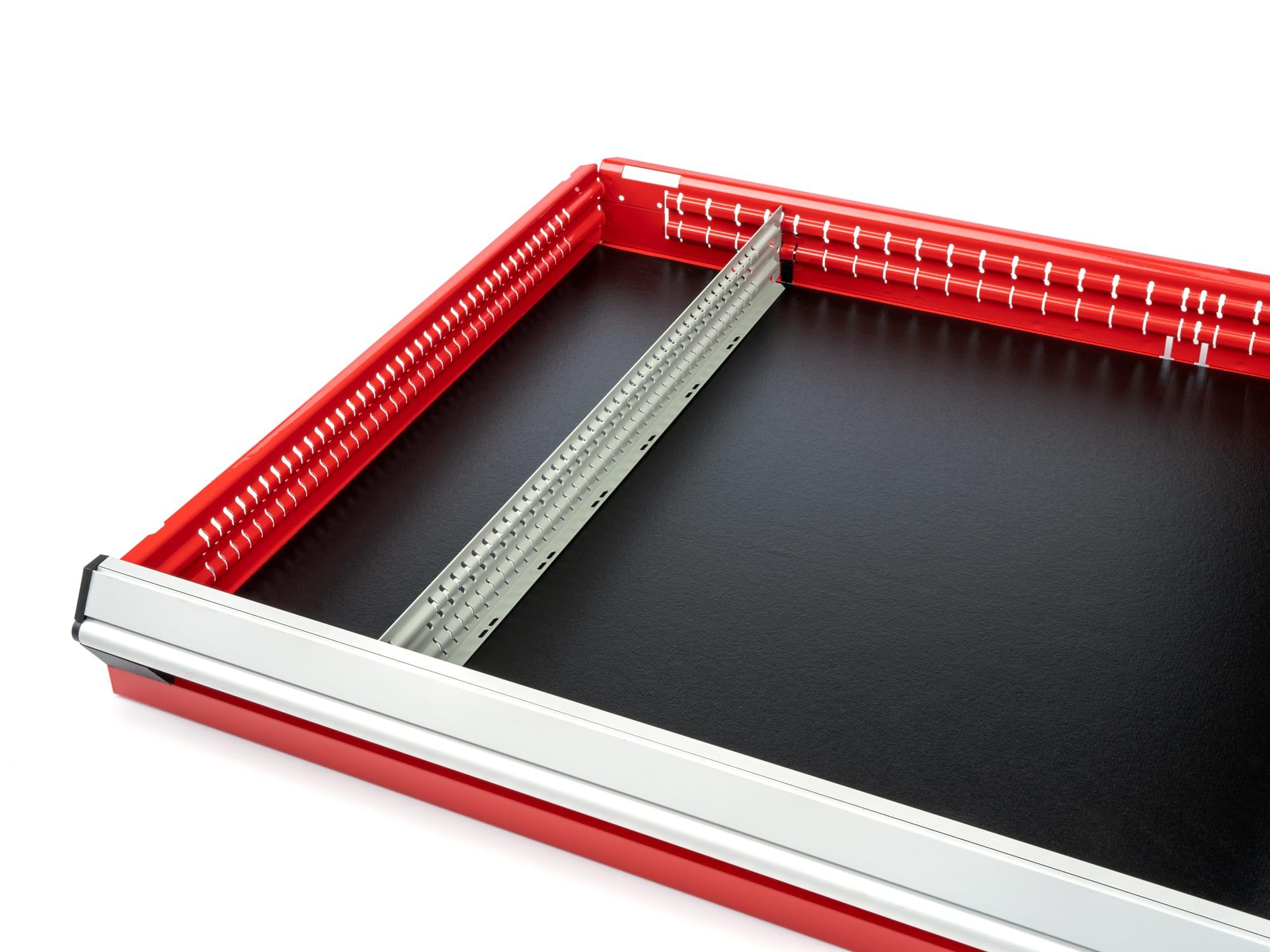 Front angled view of Tekton 27 in. tool drawer in a tool cabinet drawer. Item #OTD50427
