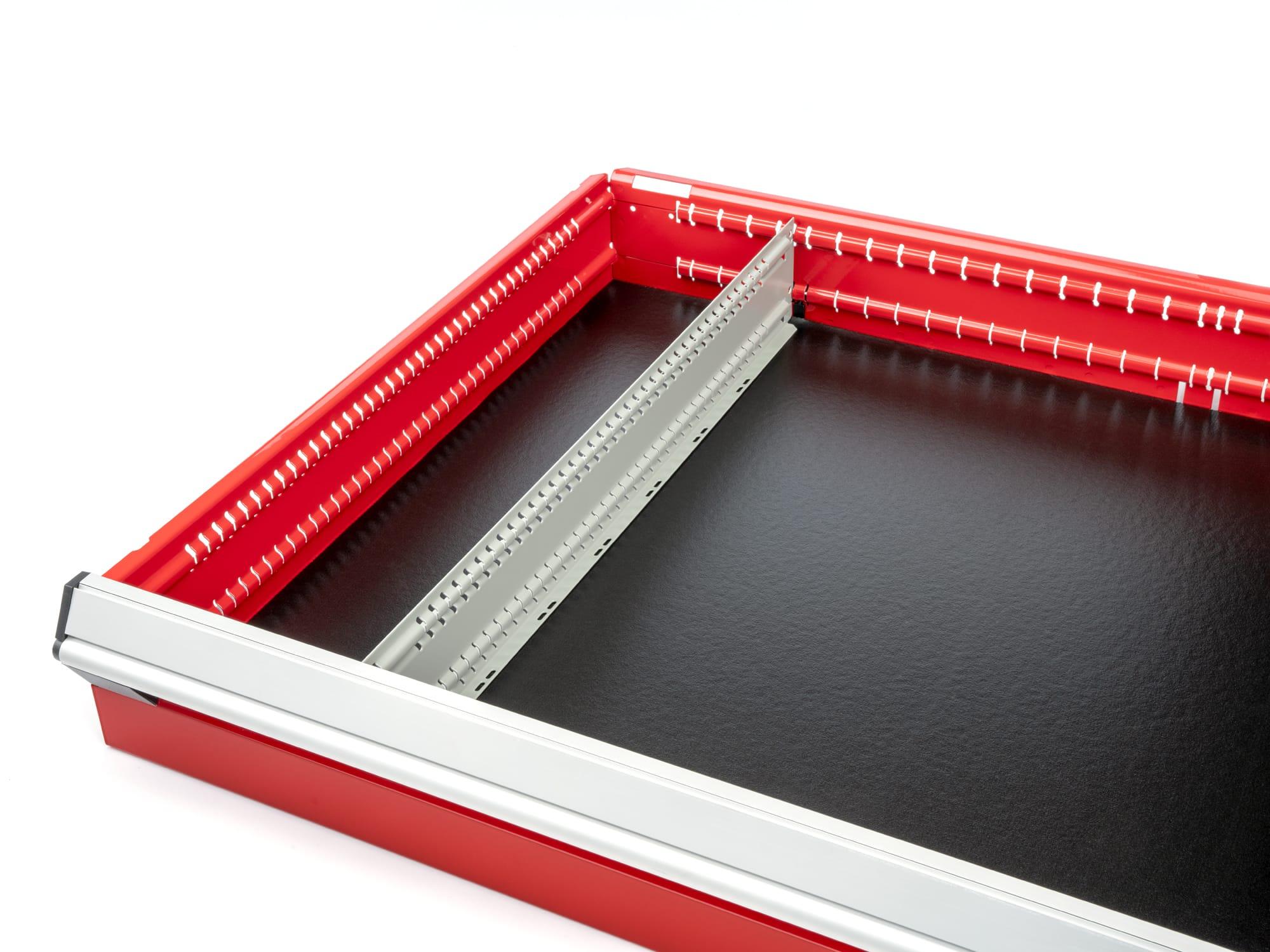 Front angled view of Tekton 27 in. tool drawer in a tool cabinet drawer. Item #OTD50527