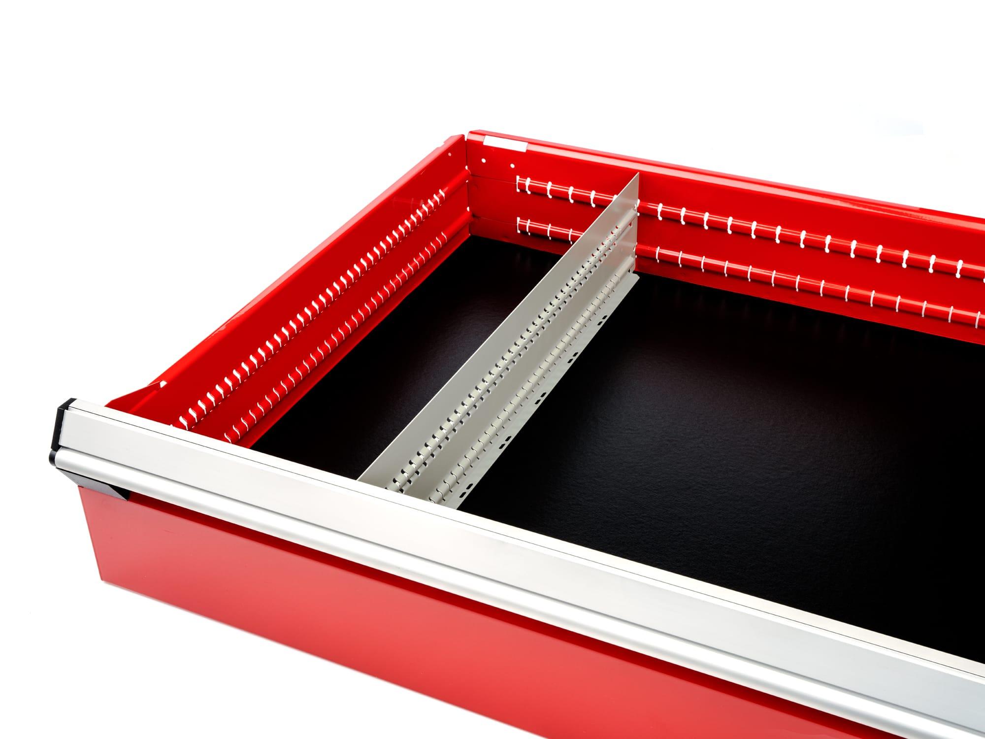 Front angled view of Tekton 27 in. tool drawer in a tool cabinet drawer. Item #OTD50727