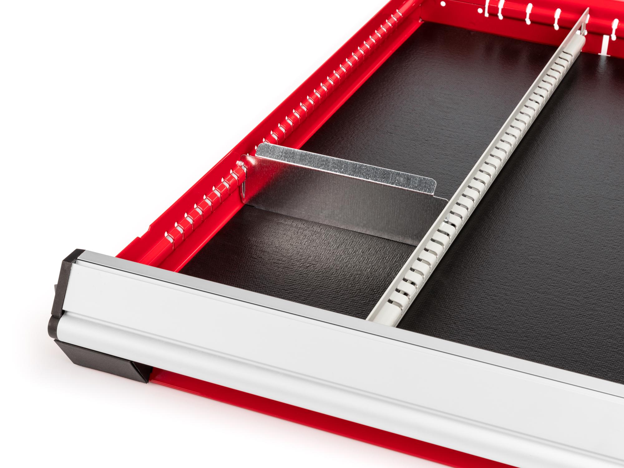 Front angled view of Tekton tool drawer in a tool cabinet drawer. Item #OTD80306