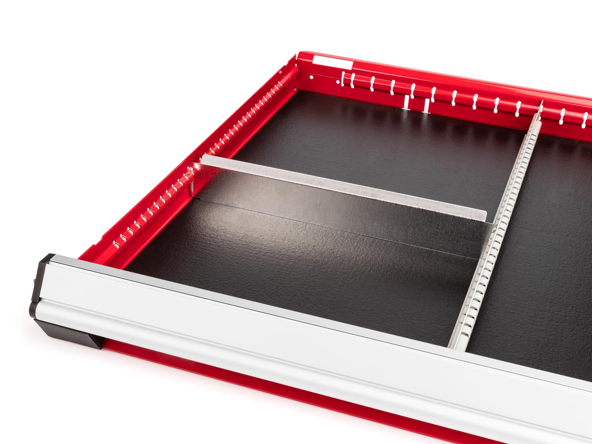 Front angled view of Tekton tool drawer in a tool cabinet drawer. Item #OTD80312