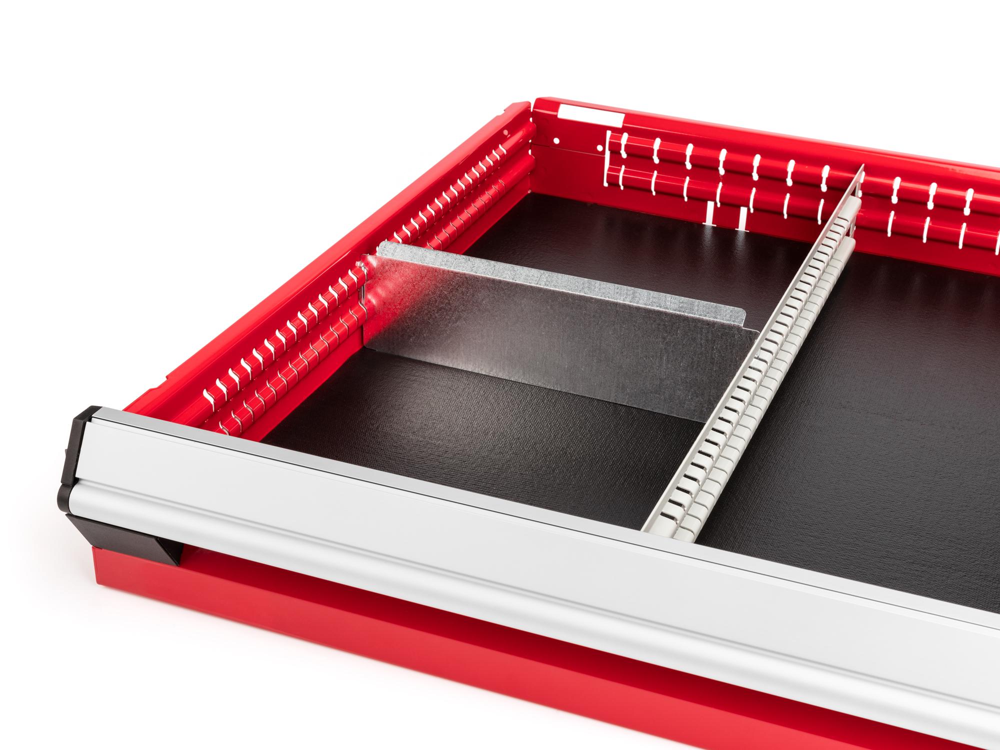 Front angled view of Tekton tool drawer in a tool cabinet drawer. Item #OTD80410