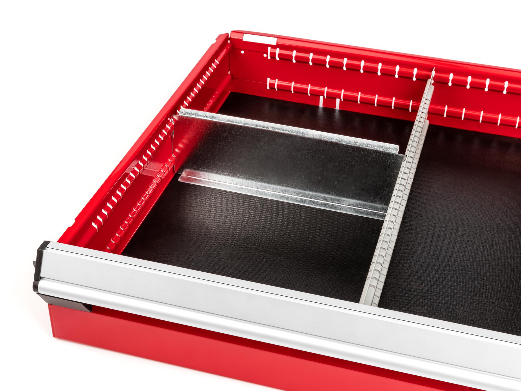 Front angled view of Tekton tool drawer in a tool cabinet drawer. Item #OTD80512