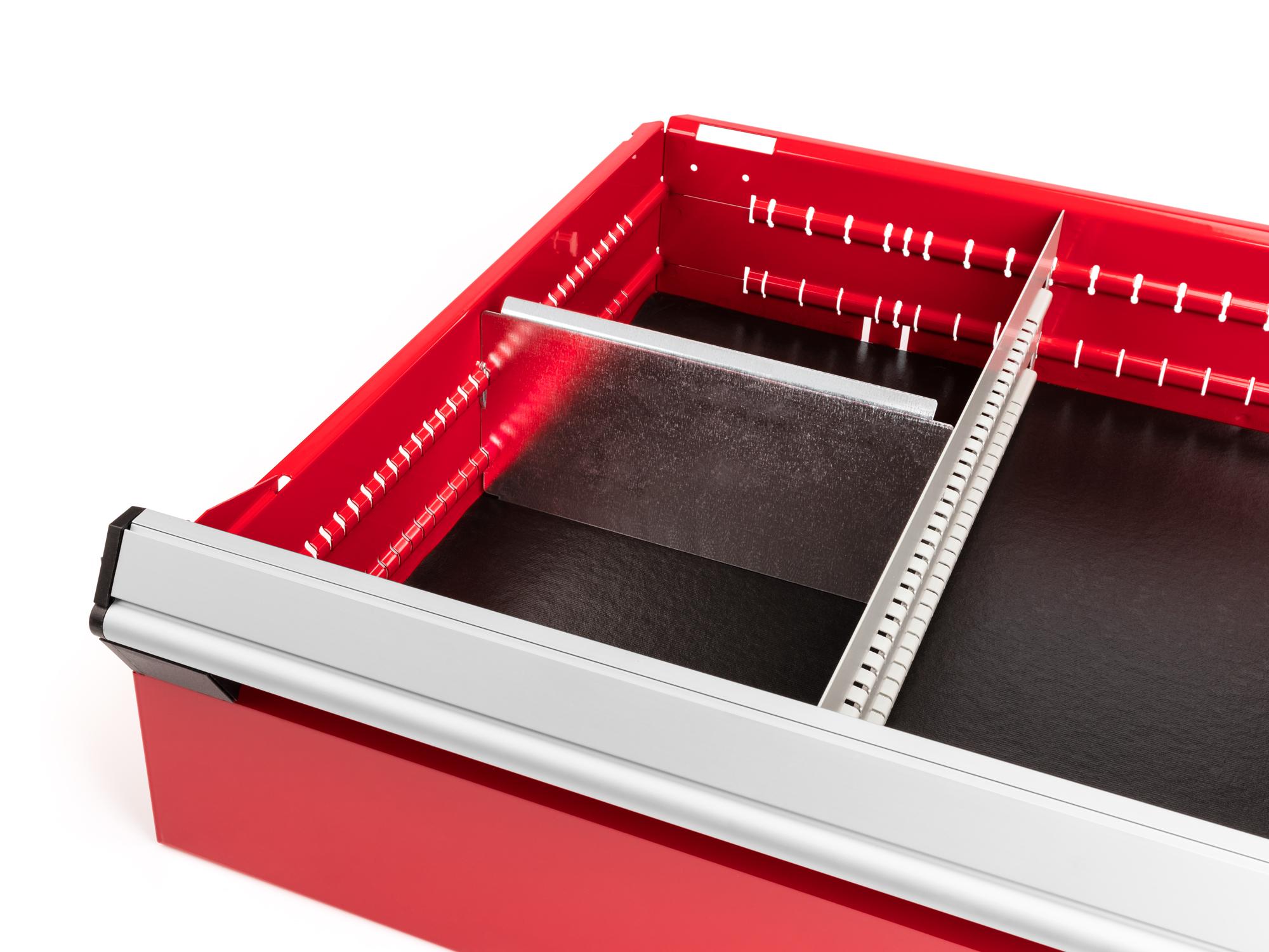 Front angled view of Tekton tool drawer in a tool cabinet drawer. Item #OTD80710