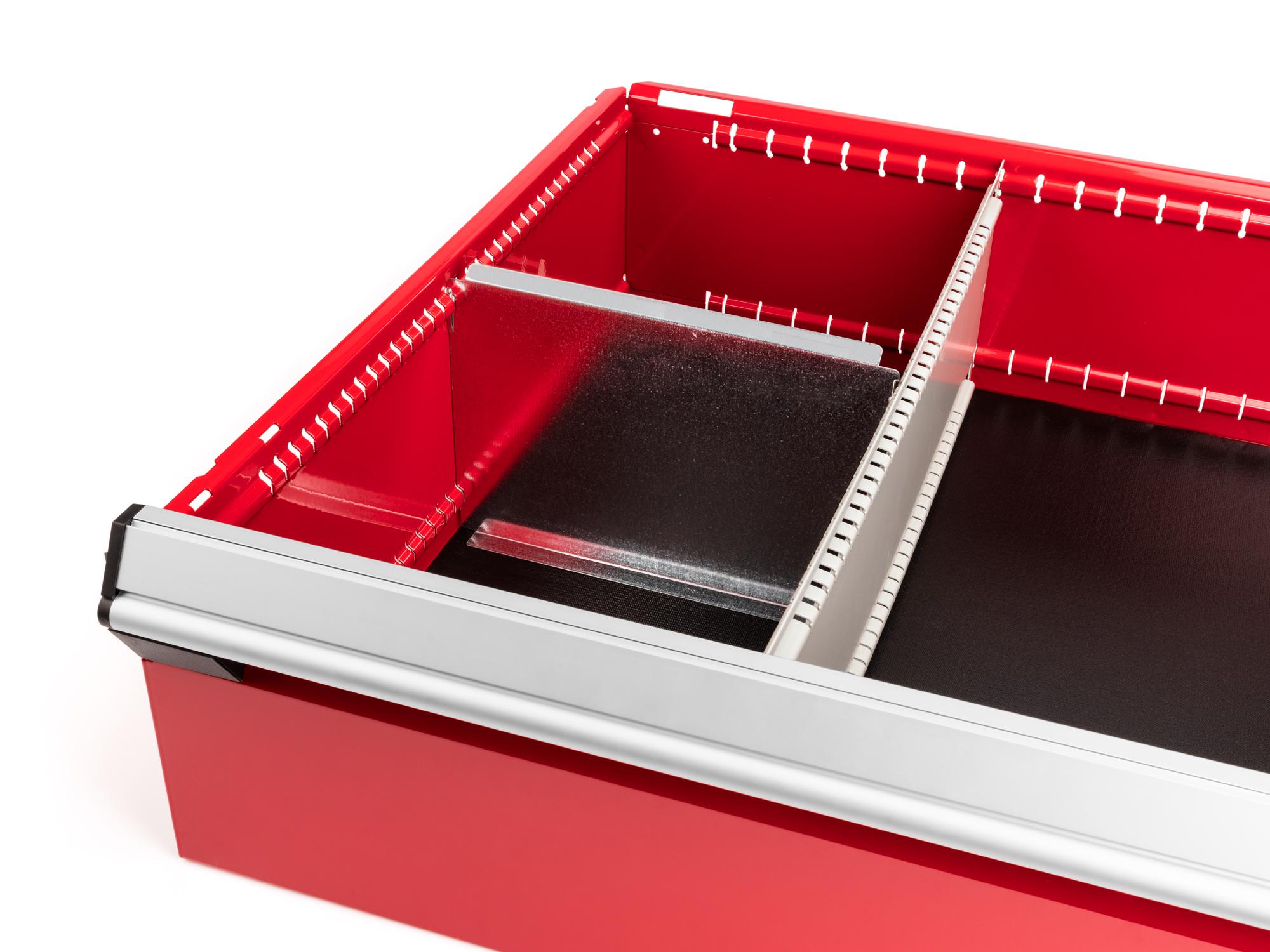 Front angled view of Tekton tool drawer in a tool cabinet drawer. Item #OTD80810