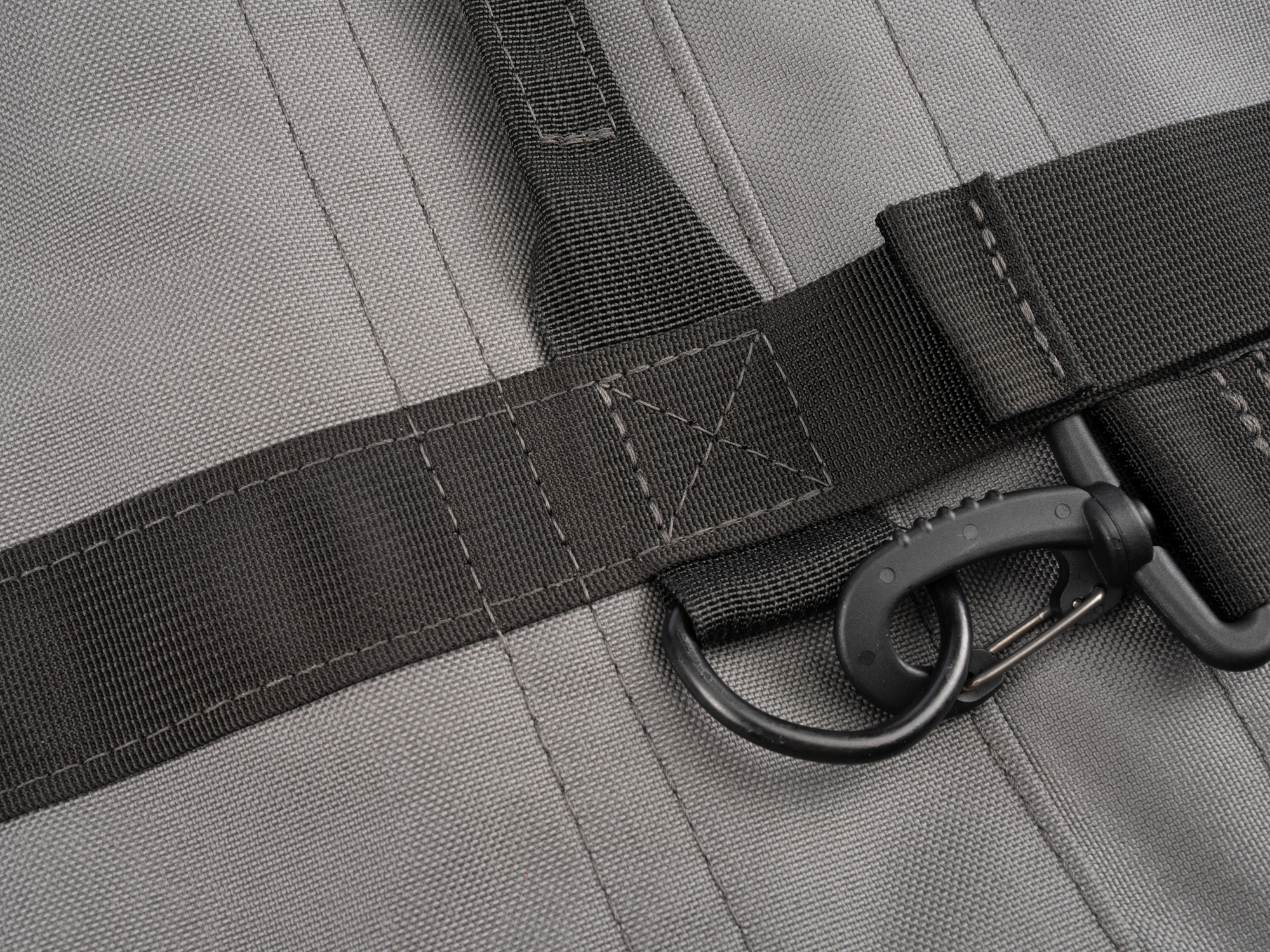 Closeup view of Tekton pouch gray-red tool pouch set. Item #EXP00011