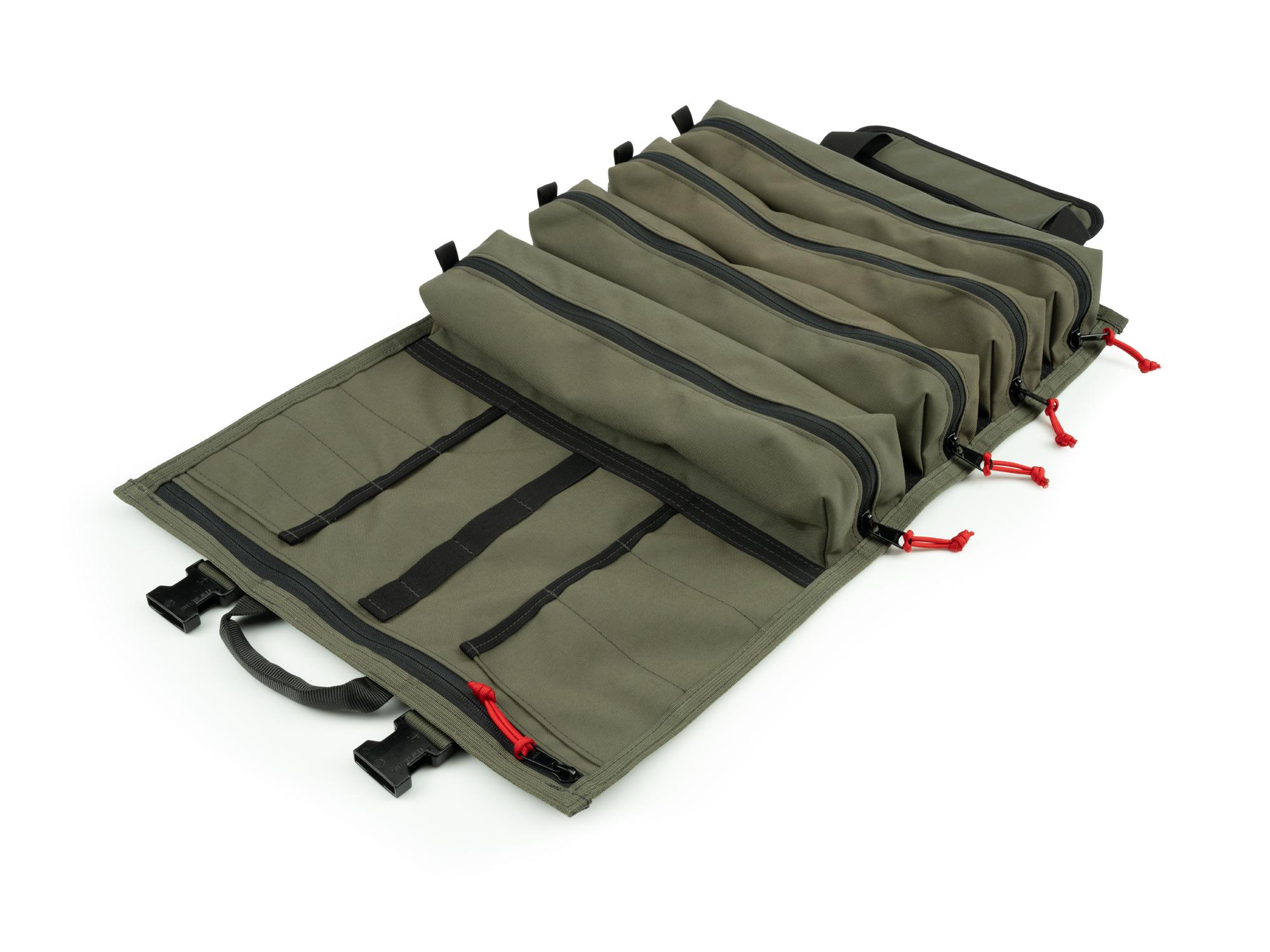 Front-right angle view of Tekton pouch ranger-green tool pouch set. Item #EXP00012