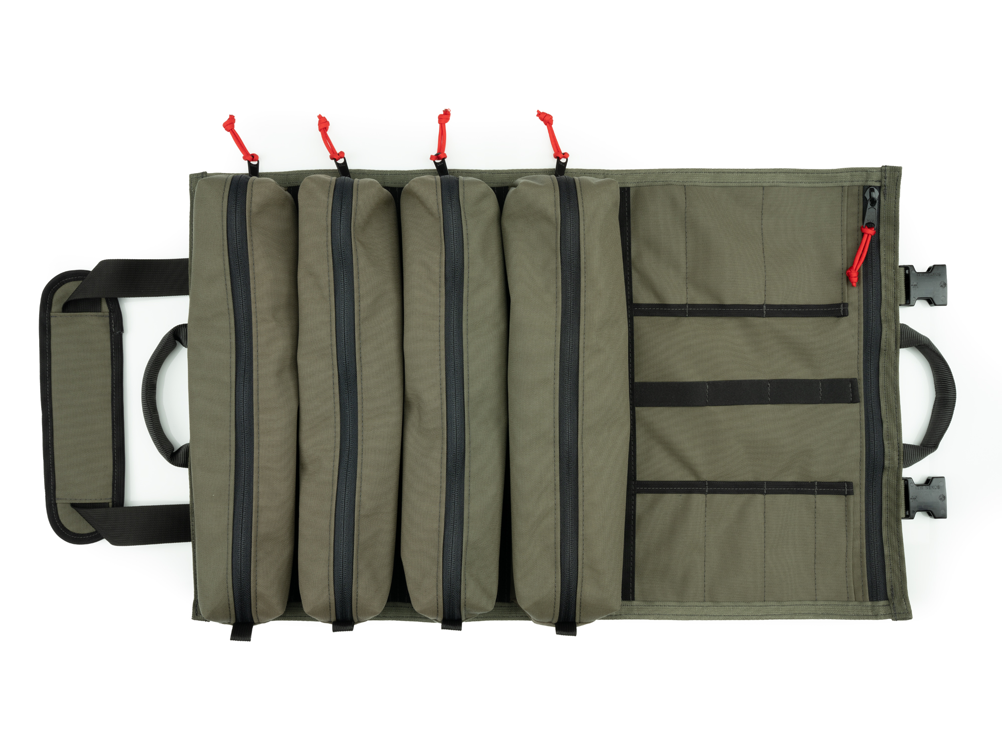Front view of Tekton pouch ranger-green tool pouch set. Item #EXP00012