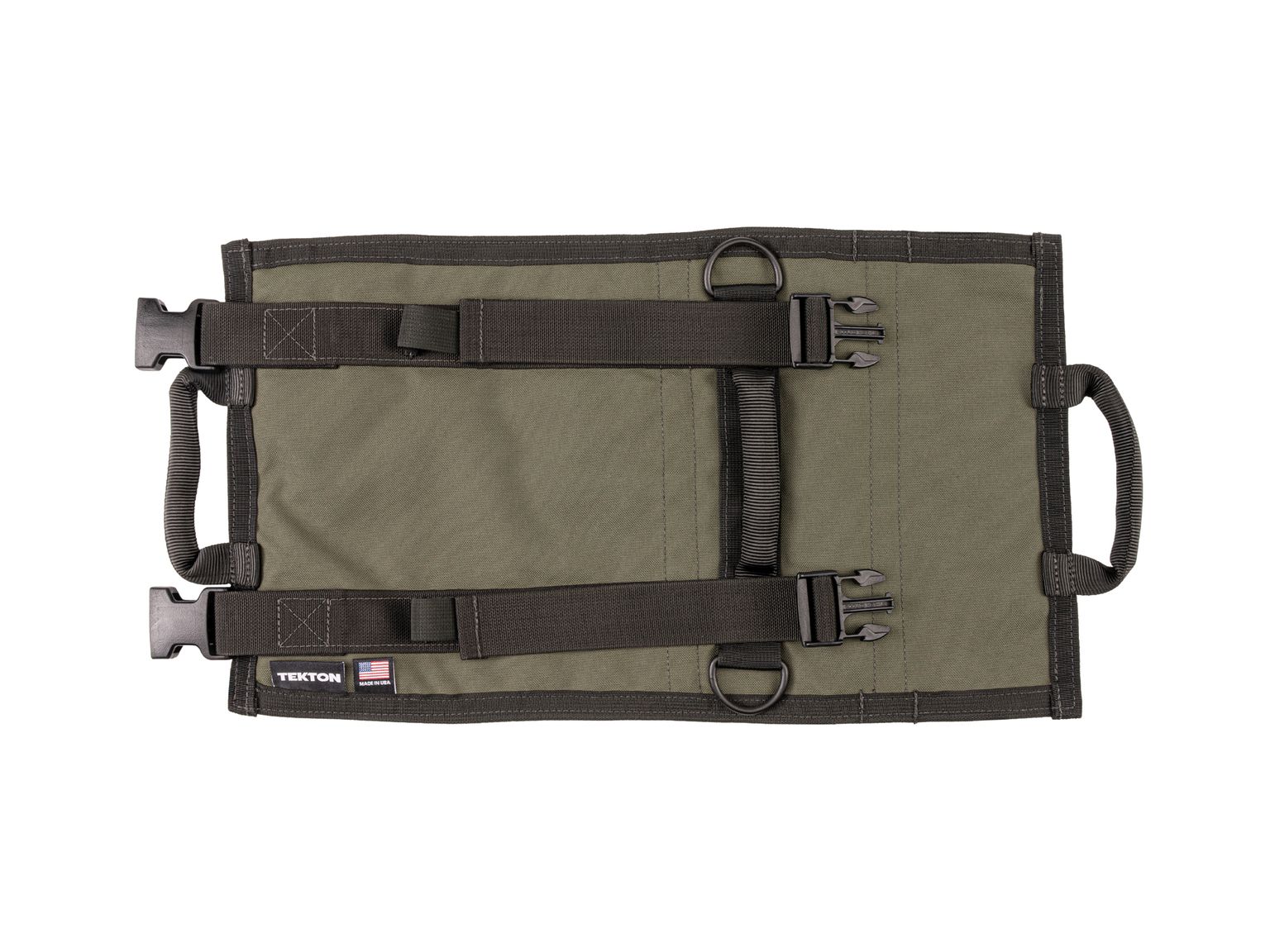 Back view of ranger-green-red Tekton tool pouch. Item #OTR00002