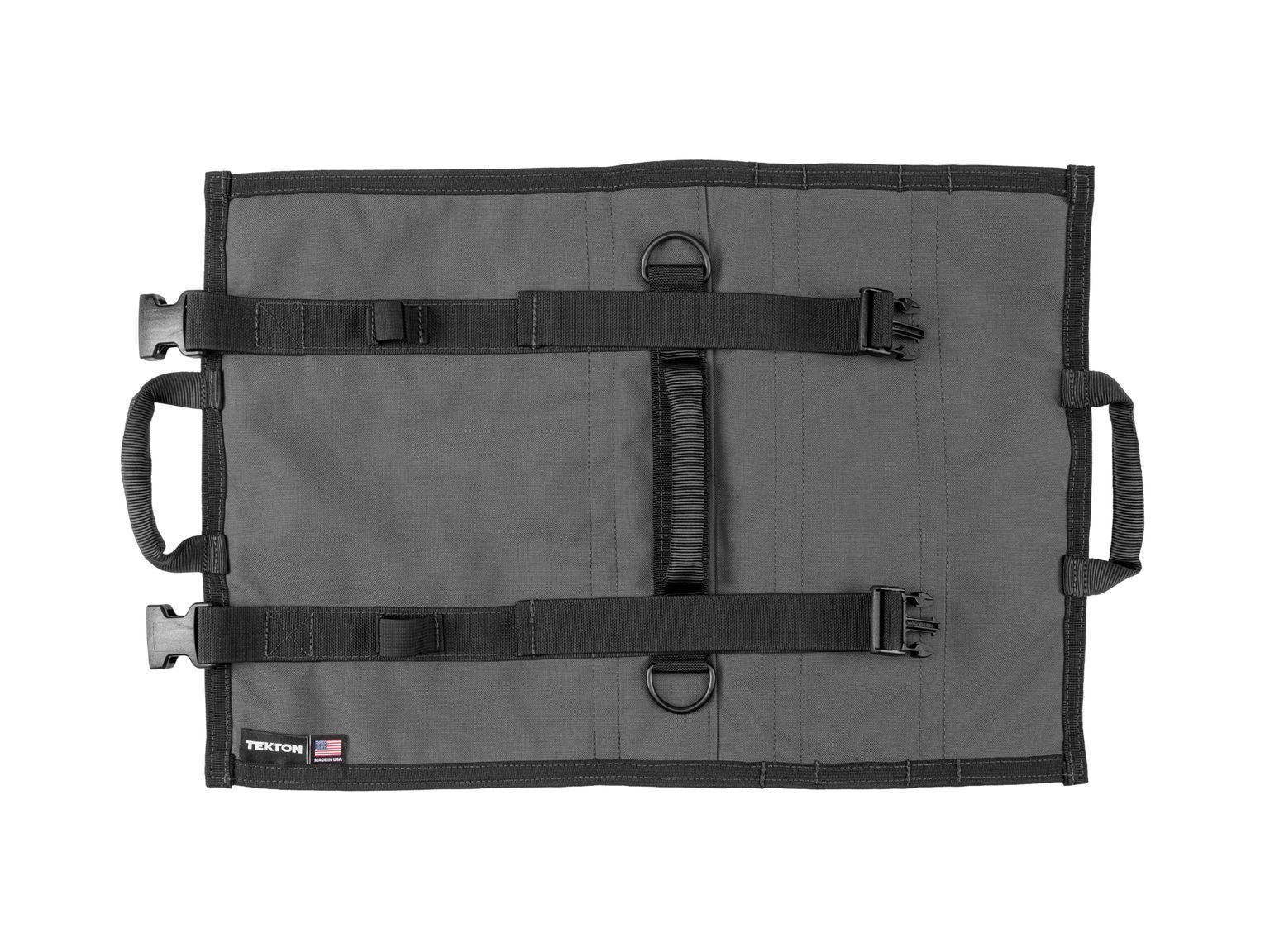 Back view of tactical-gray-red Tekton tool pouch. Item #OTR00004