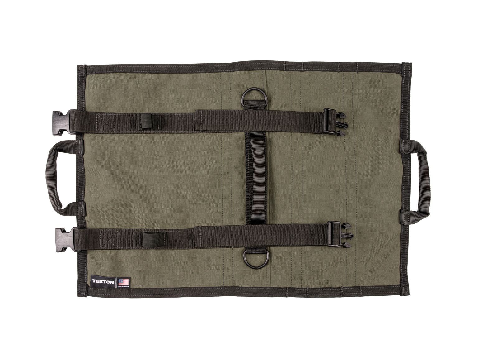 Back view of ranger-green-red Tekton tool pouch. Item #OTR00005