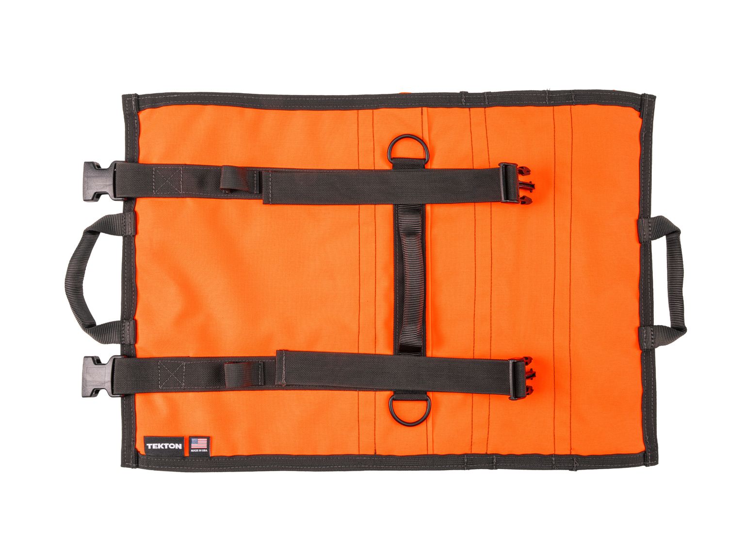 Back view of high-vis-orange Tekton tool pouch. Item #OTR00006