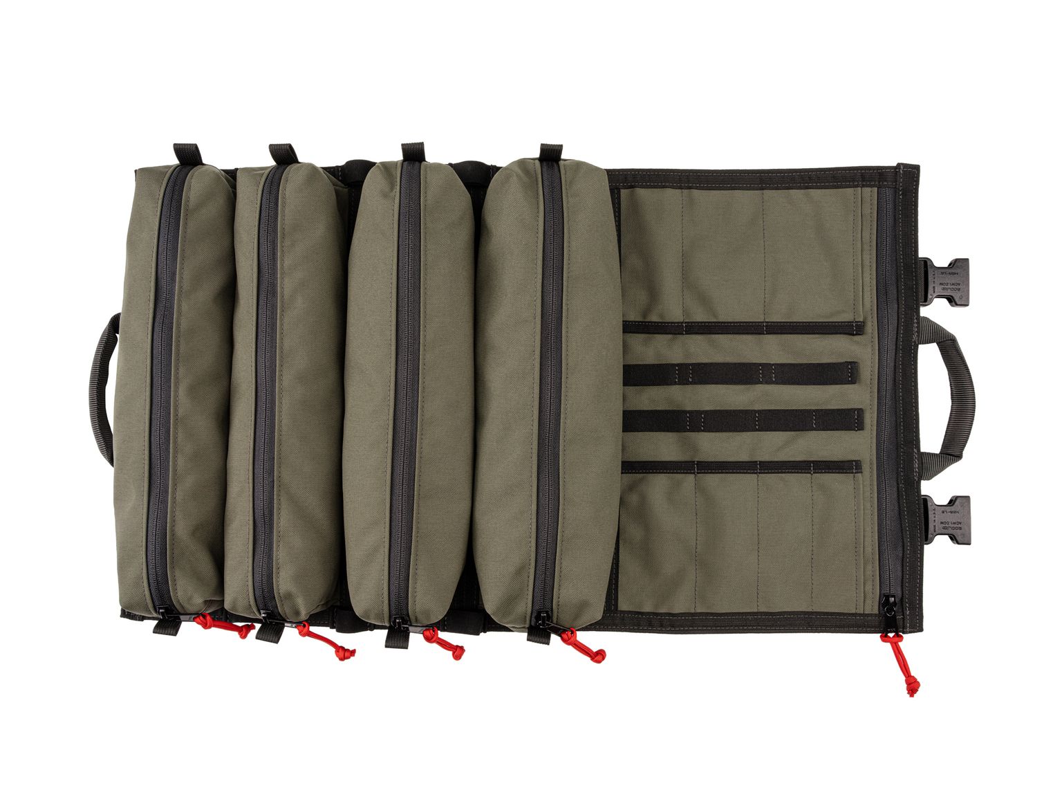 Top view of ranger-green-red Tekton tool roll. Item #OTR00008