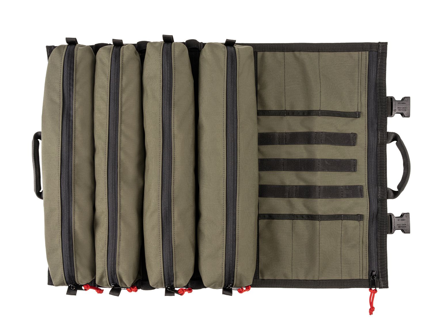 Top view of ranger-green-red Tekton tool roll. Item #OTR00011