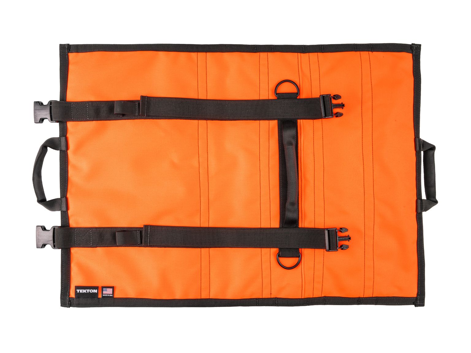 Back view of high-vis-orange Tekton tool pouch. Item #OTR00012