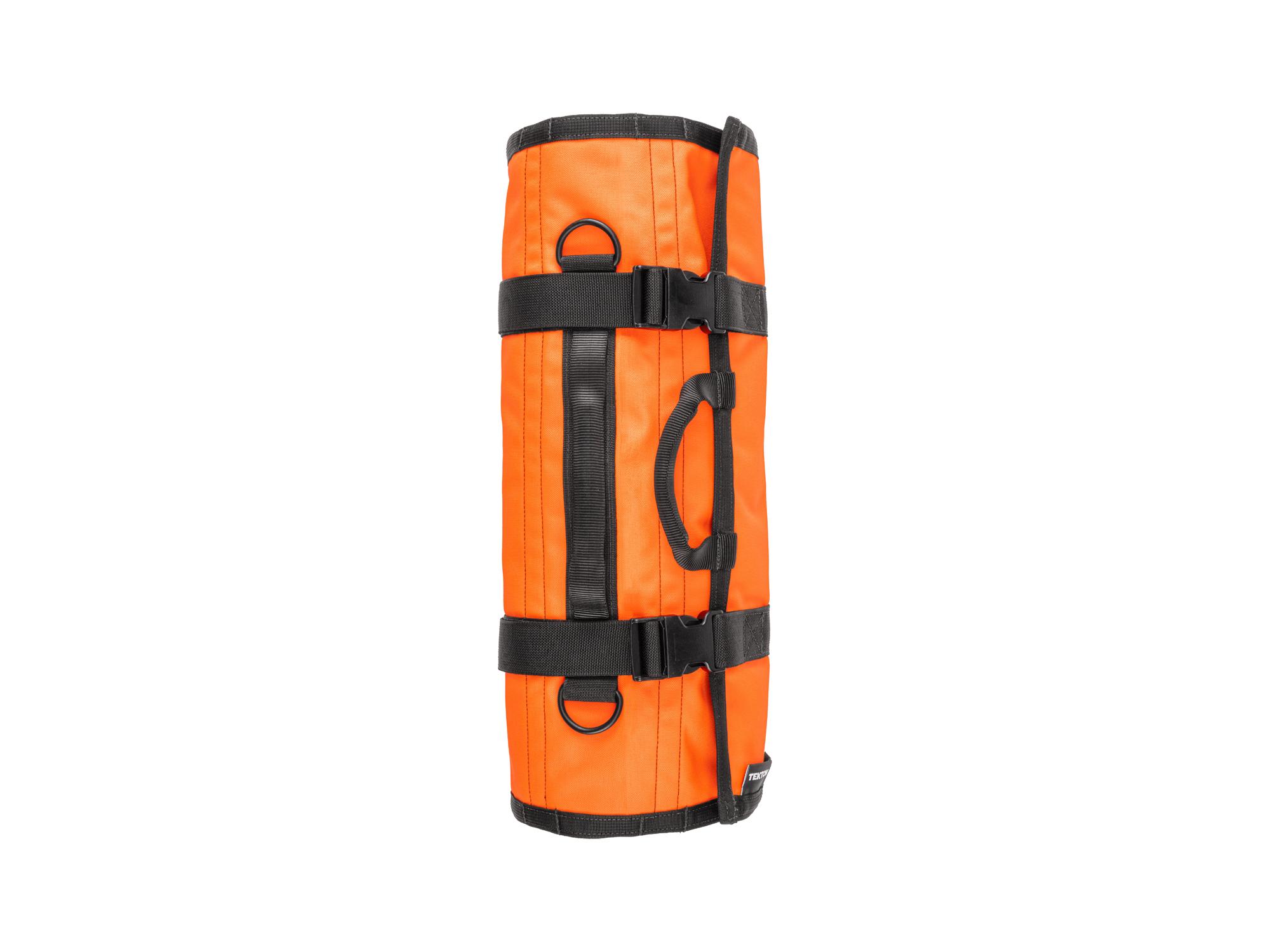 Side view of high-vis-orange Tekton roll tool roll. Item #OTR00012