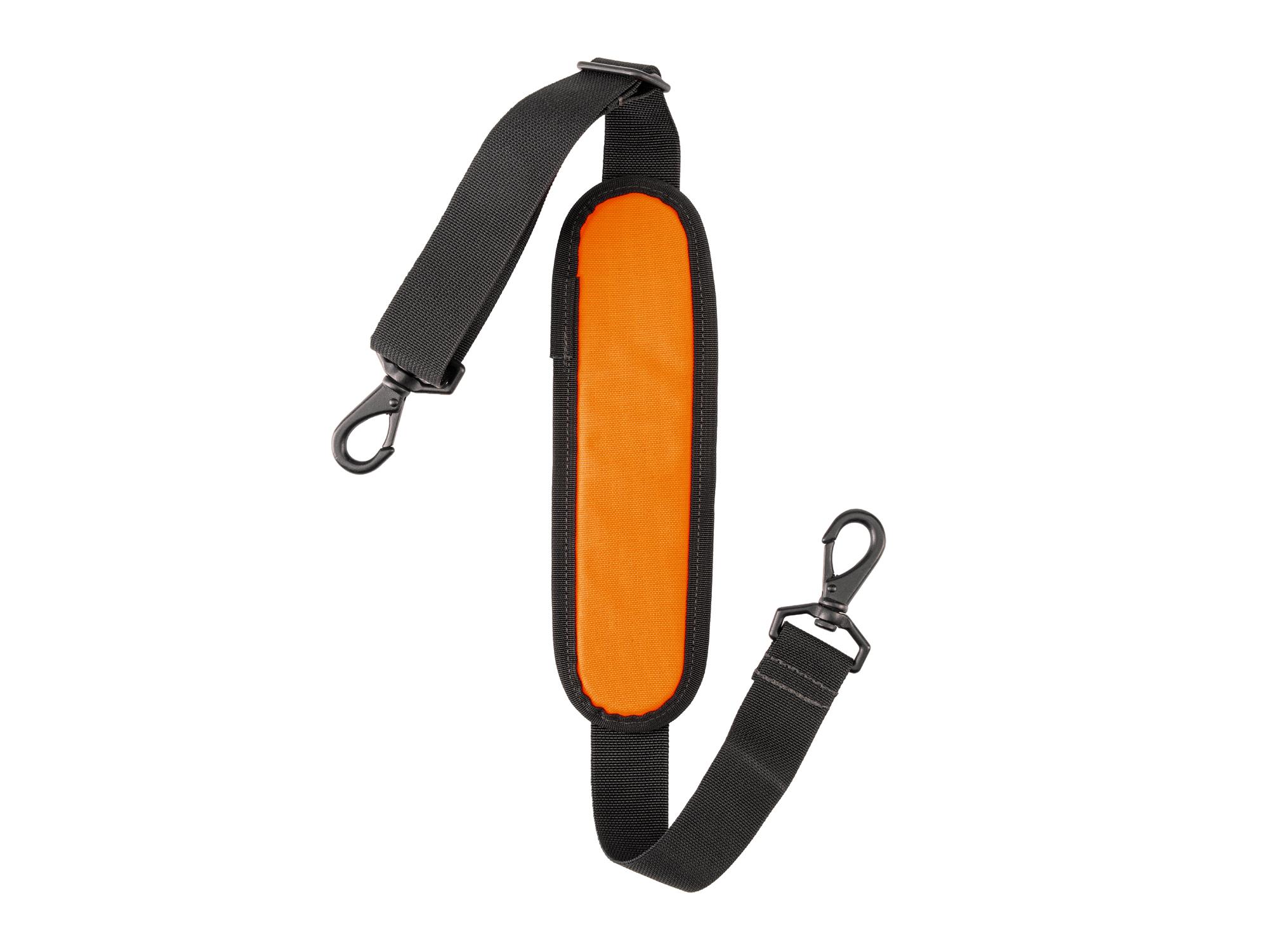 Back view of high-vis-orange Tekton roll tool roll. Item #OTR00016