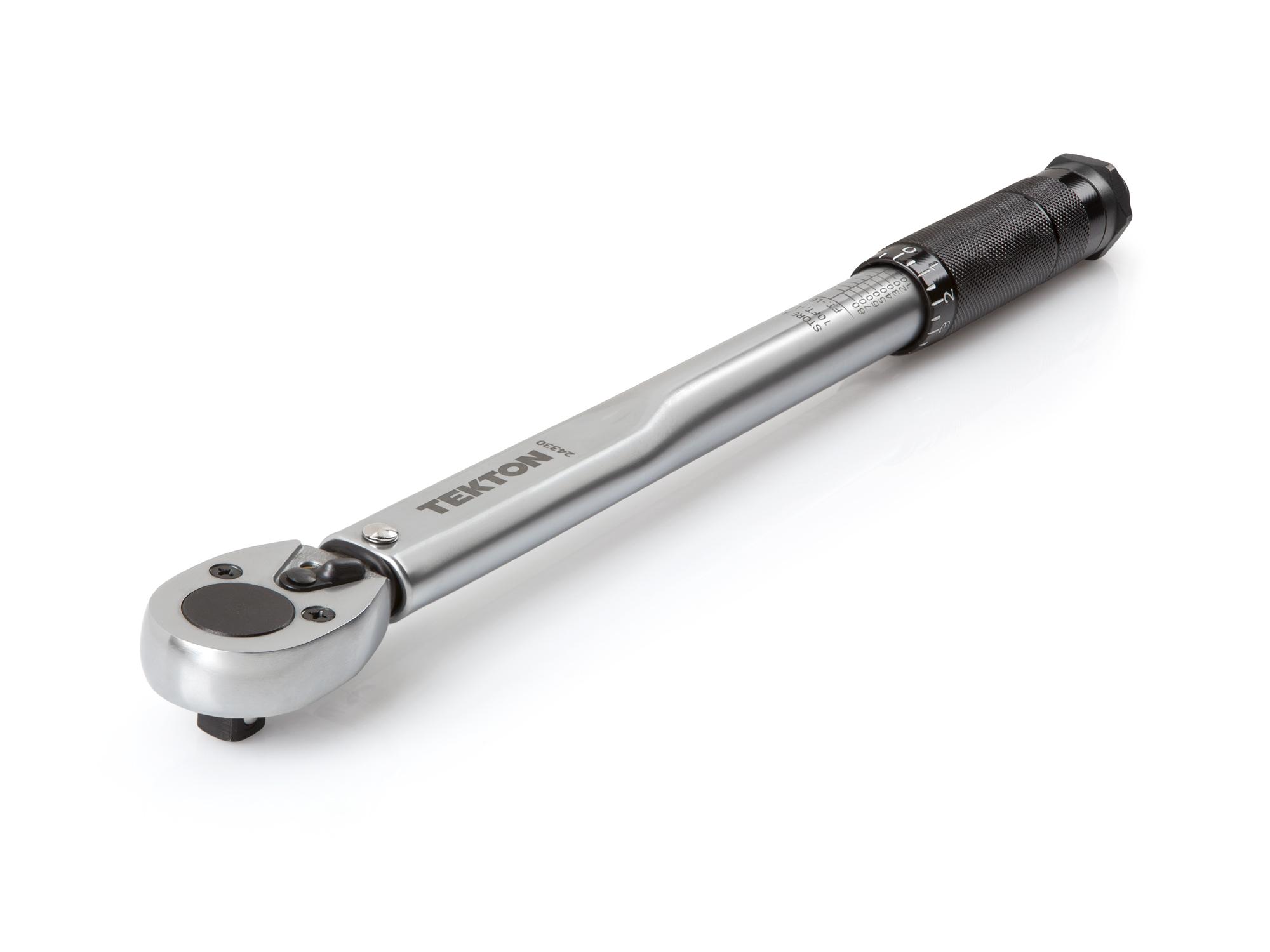 Front-right angle view of Tekton case torque wrench set. Item #24330