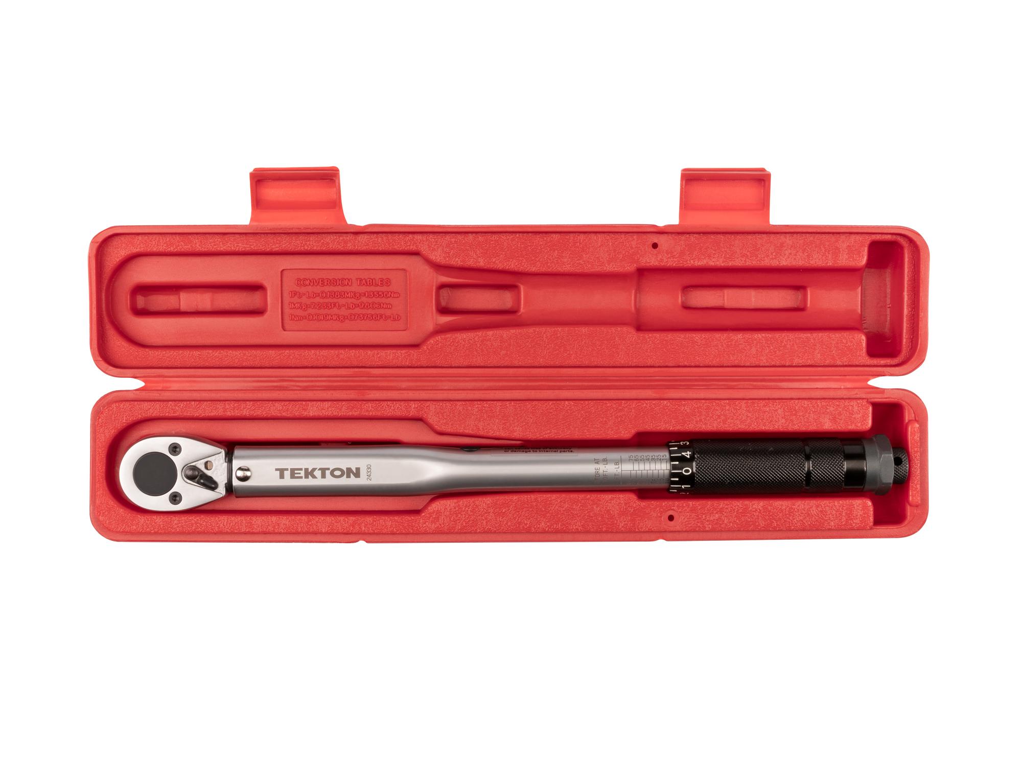 Front view of Tekton case torque wrench set. Item #24330