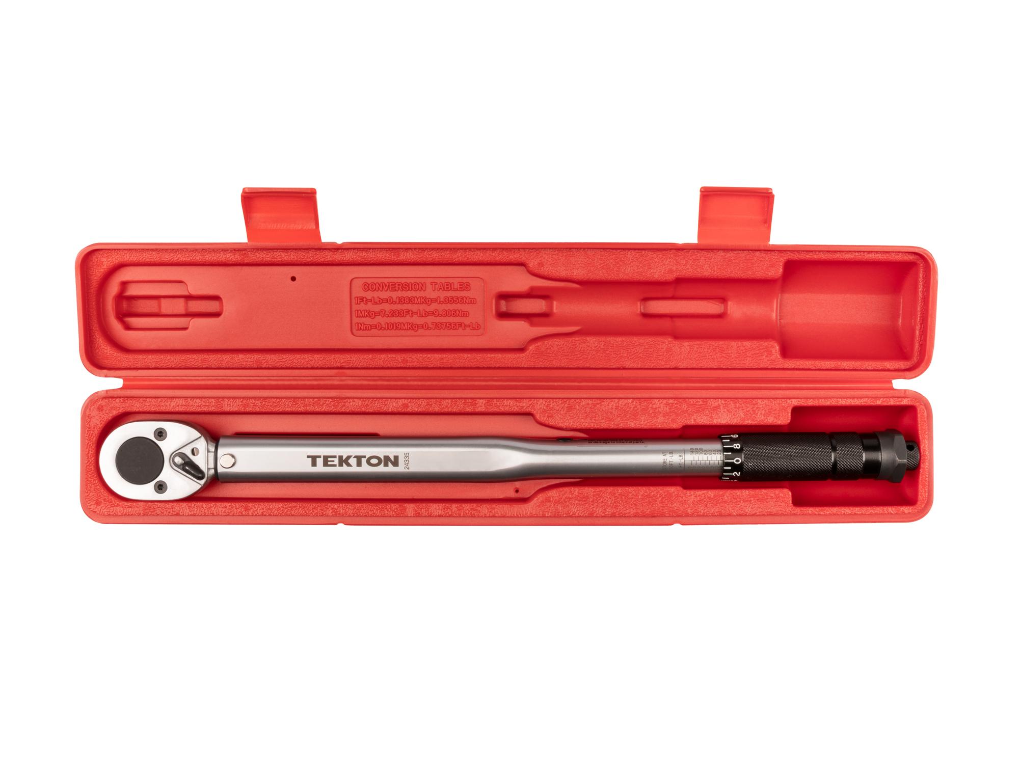 Front view of Tekton case torque wrench set. Item #24335