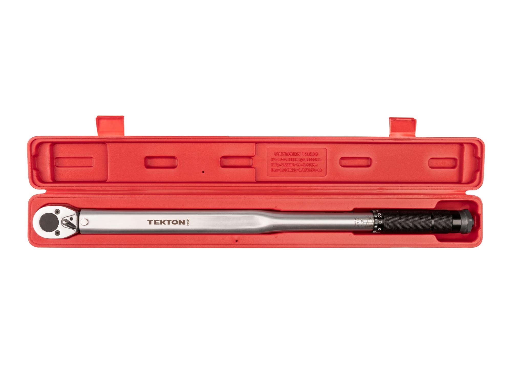 Front view of Tekton case torque wrench set. Item #24340