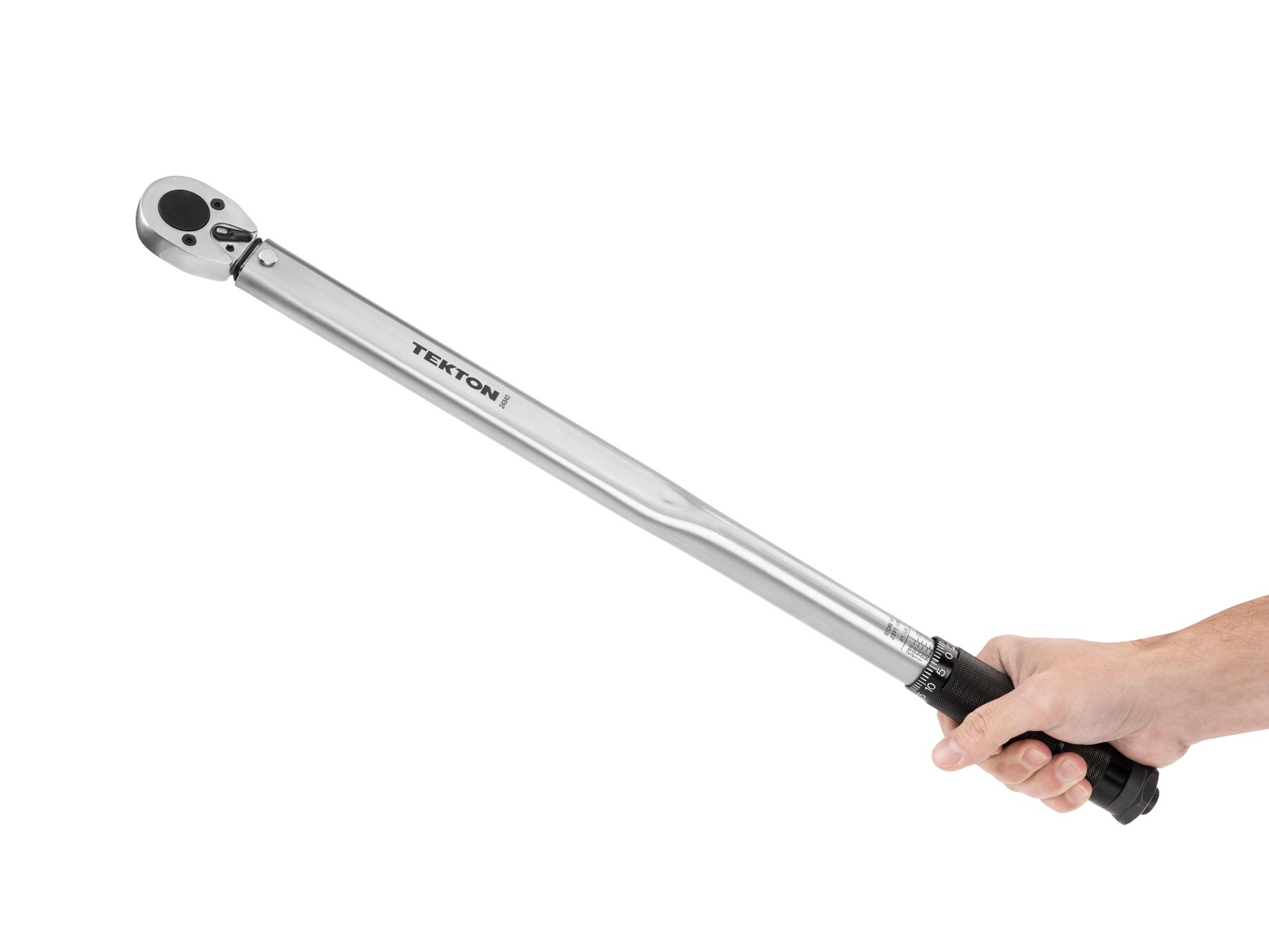 Person holding Tekton case torque wrench set. Item #24340