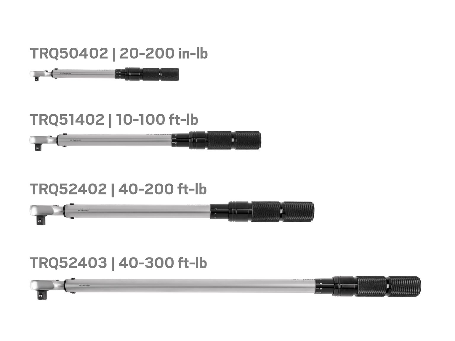 TEKTON 1/4, 3/8, 1/2 Inch Drive Dual-Direction Micrometer Torque Wrench Set, 4-Piece (20-200 in-lb, 10-100 ft-lb, 40-200 ft-lb, 40-300 ft-lb)
