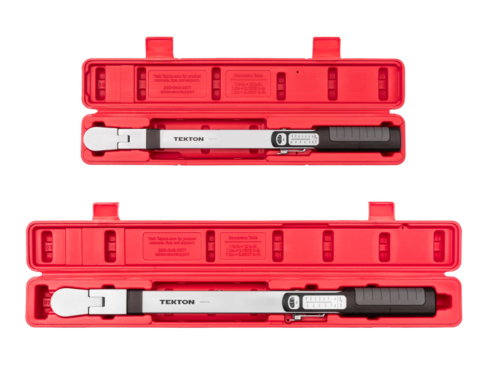 Front view of Tekton case split beam torque wrench set. Item #TRQ99903