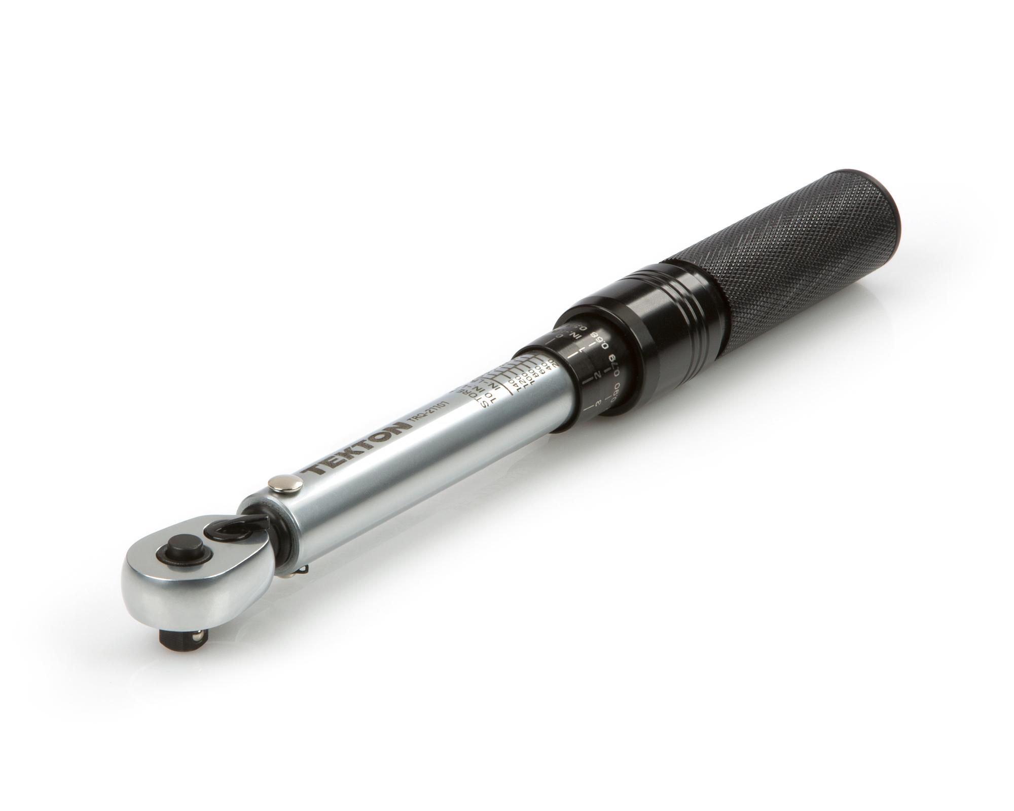 Front-right angle view of Tekton case torque wrench set. Item #TRQ21101