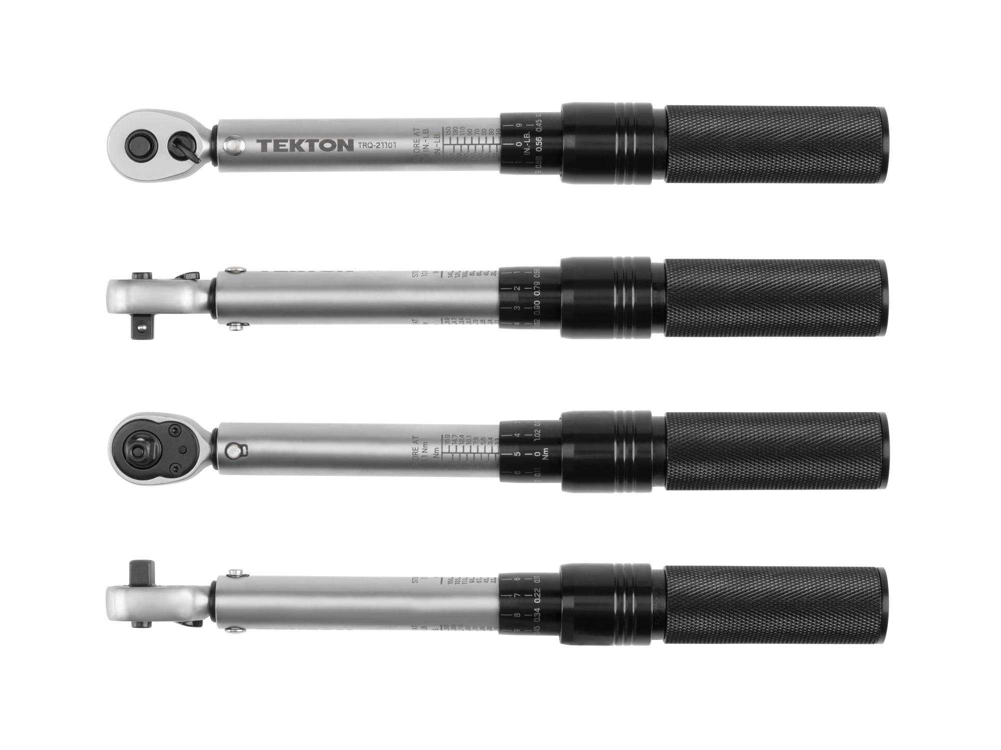 Side view of Tekton case torque wrench set. Item #TRQ21101