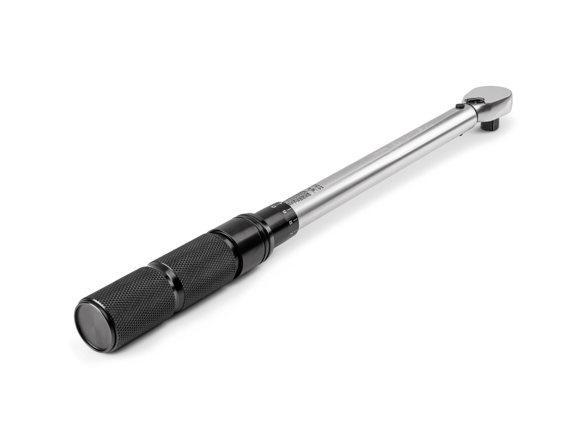 Back angle view of Tekton case micrometer torque wrench. Item #TRQ52402