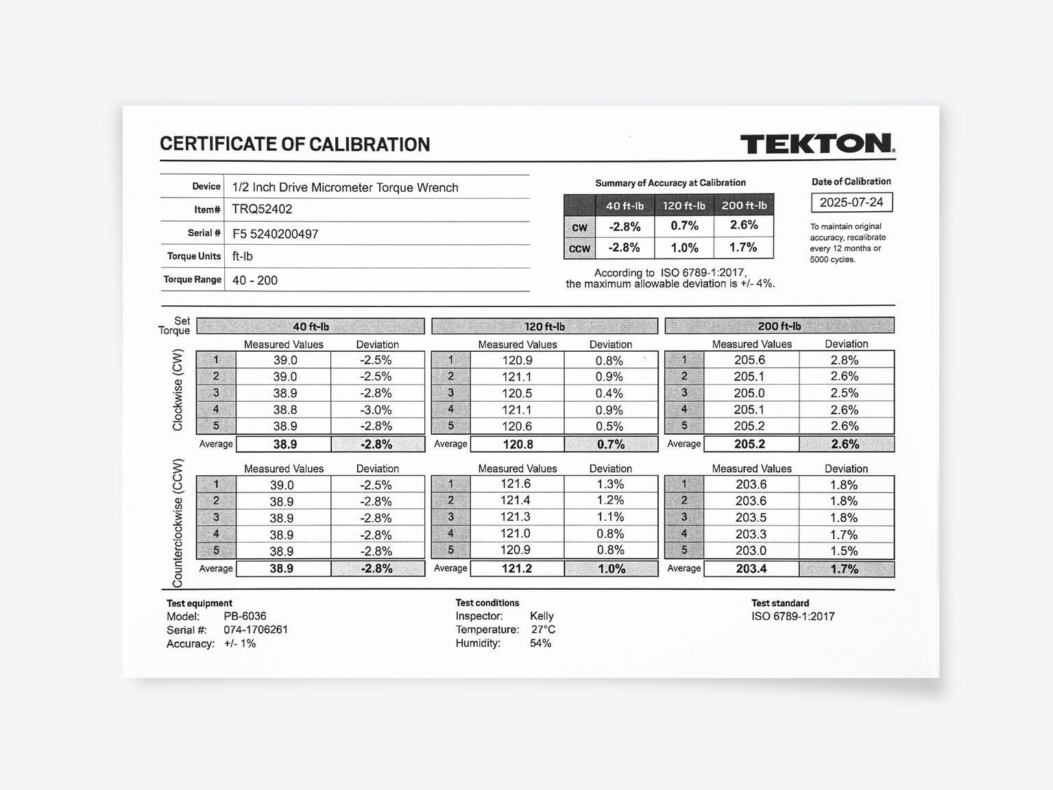 TEKTON 1/2 Inch Drive Dual-Direction Micrometer Torque Wrench (40 - 200 ft-lb)