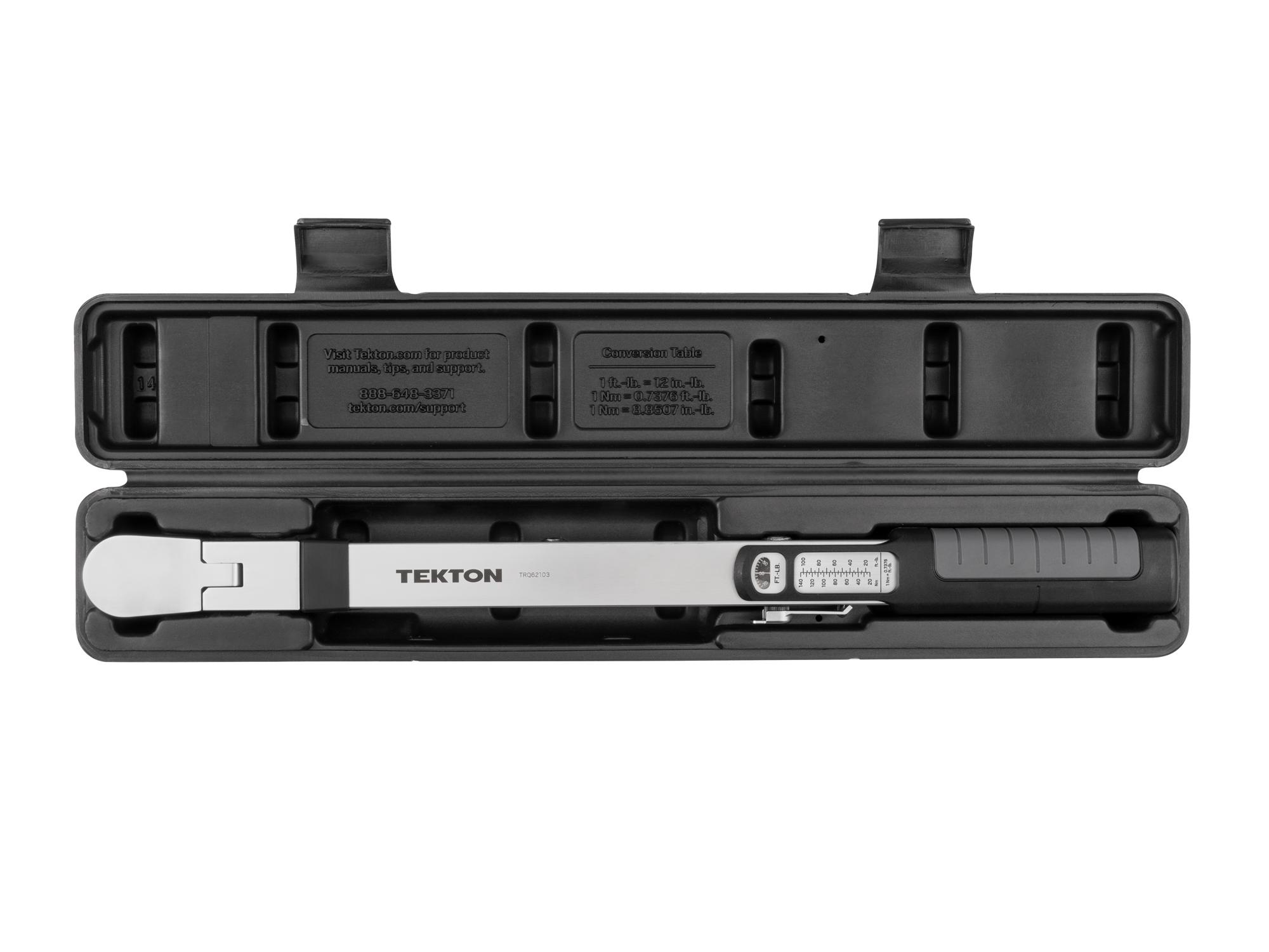 Front view of Tekton case split beam torque wrench. Item #TRQ62103