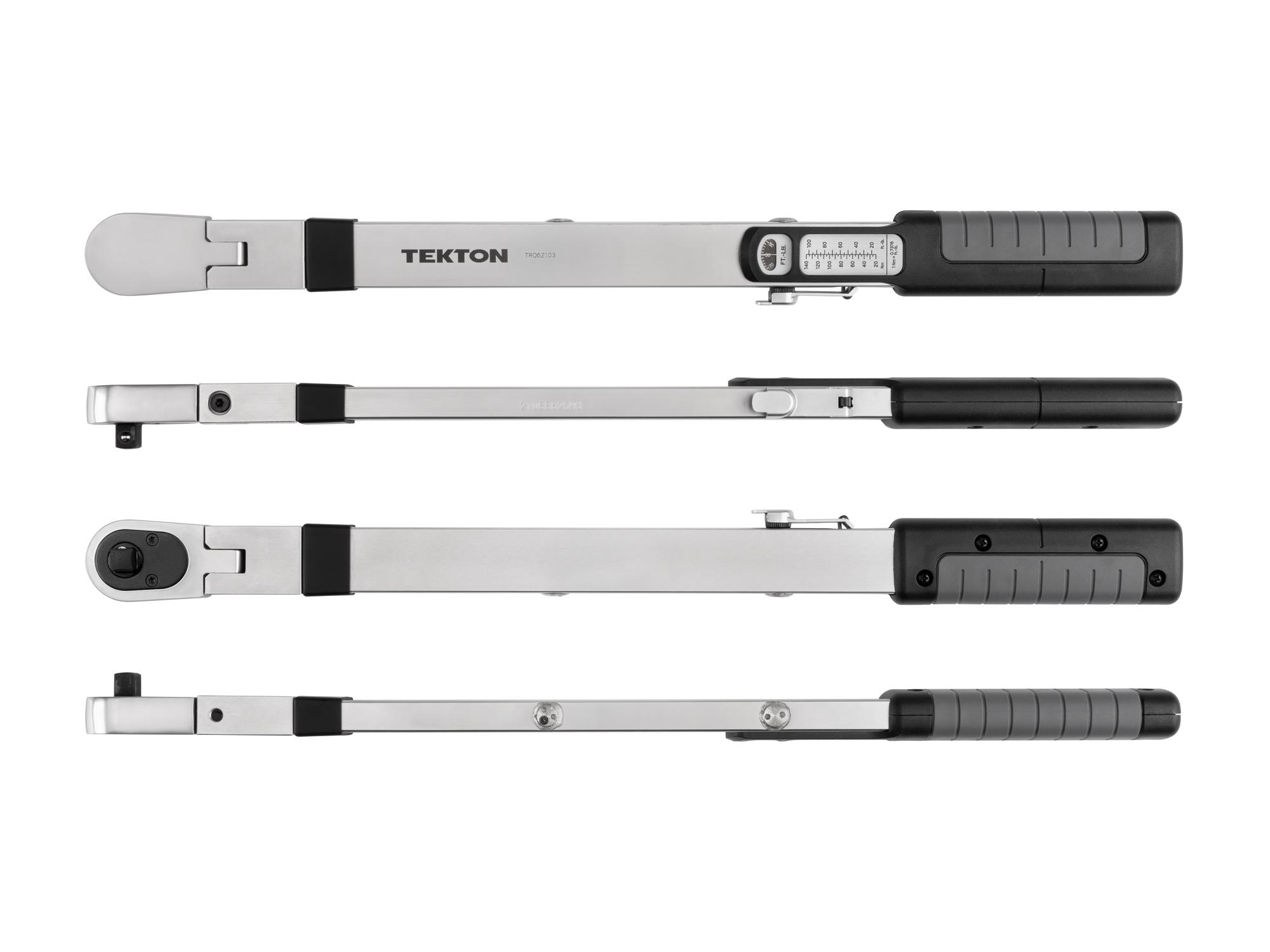 Side view of Tekton case split beam torque wrench. Item #TRQ62103