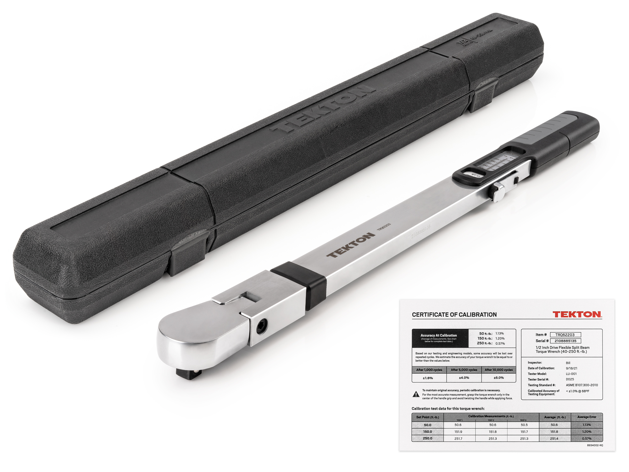 1/2 inch drive split beam torque wrench. Range from 40-250 ft/lb. TRQ62203.