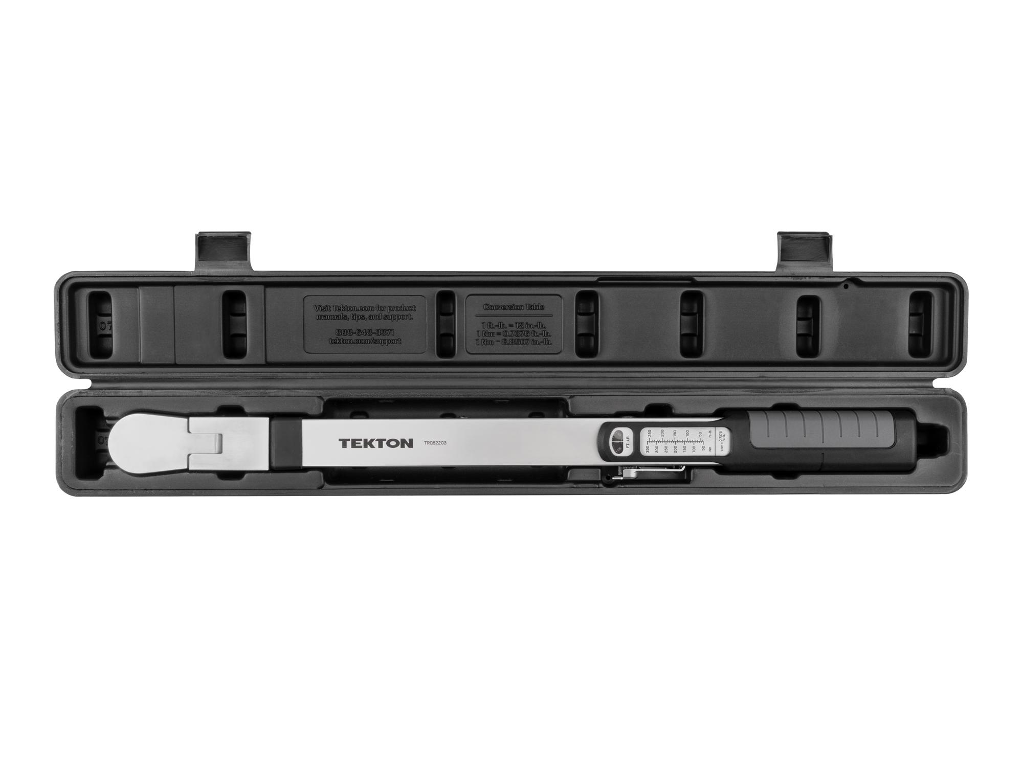 Front view of Tekton case split beam torque wrench. Item #TRQ62203