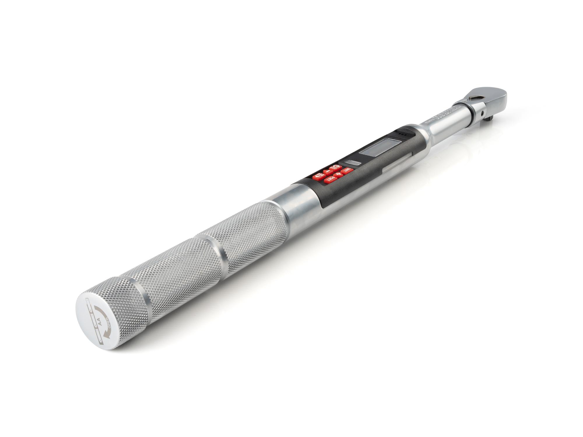 Back angle view of Tekton case electronic torque wrench. Item #TRQ81122
