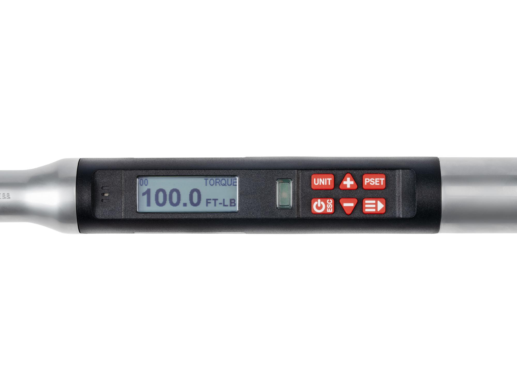 Closeup view of Tekton case electronic torque wrench. Item #TRQ81122