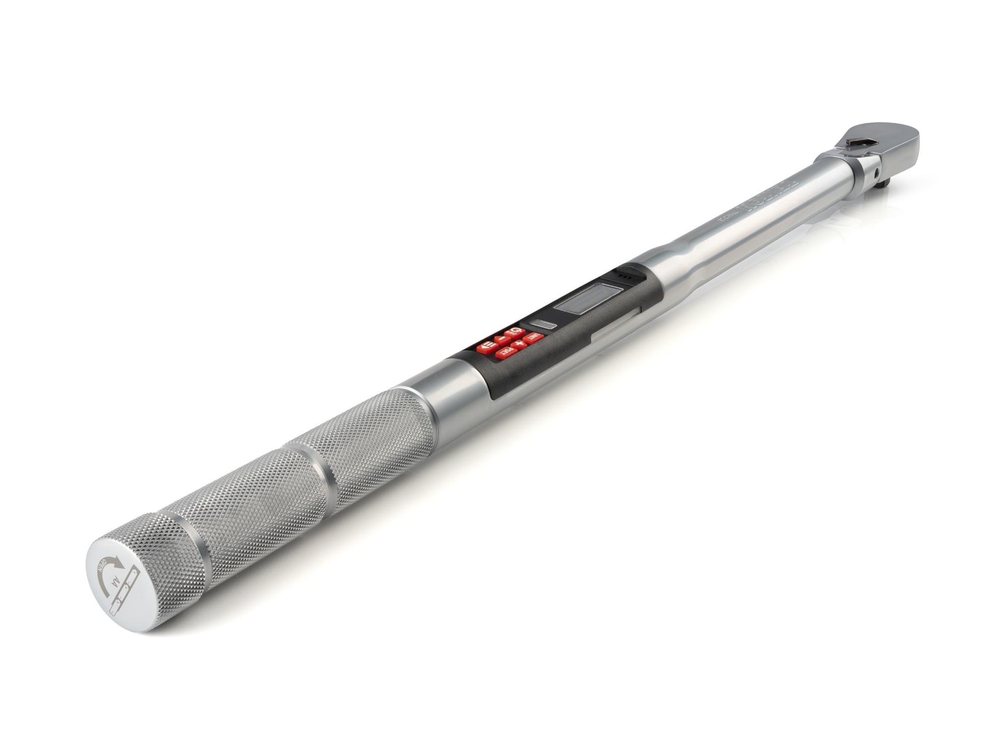 Back angle view of Tekton case electronic torque wrench. Item #TRQ82123
