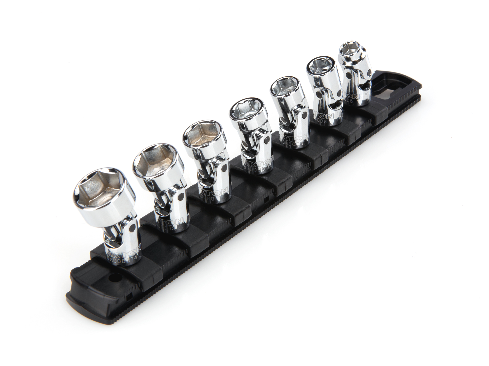 TEKTON 1/4 Inch Drive 6-Point Universal Joint Socket Set with Rail, 7-Piece (1/4-9/16 in.)