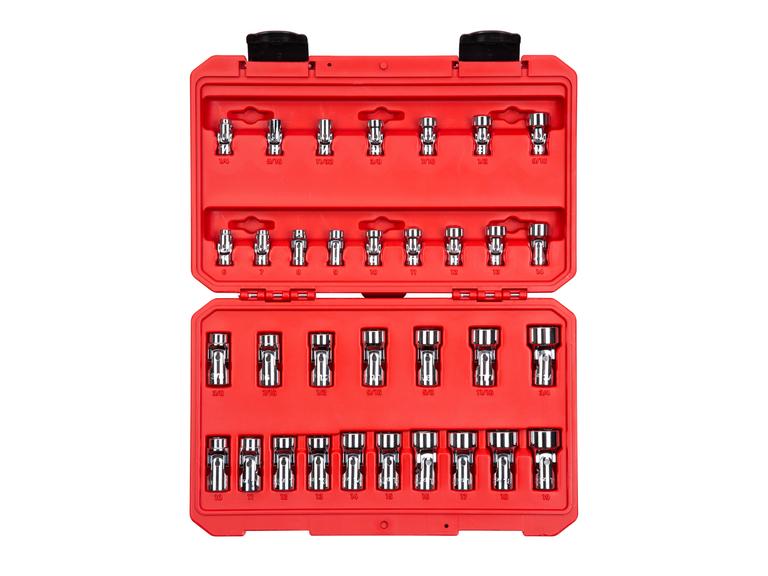 Universal Drive Set 33-Piece 1/4, 3/8 Inch Drive Universal Joint Socket Set | TEKTON