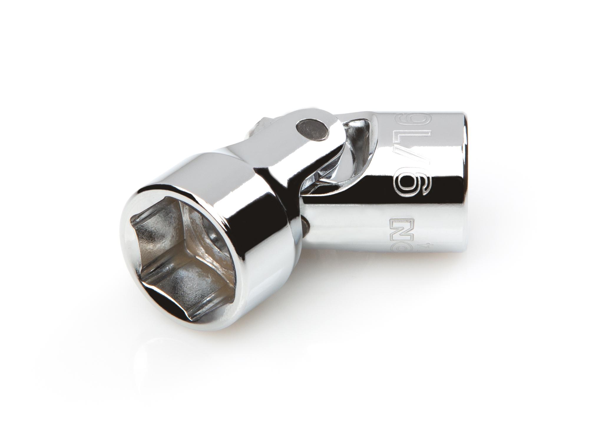 Front-right angle view of Tekton hand drive universal joint socket. Item #SHD18014