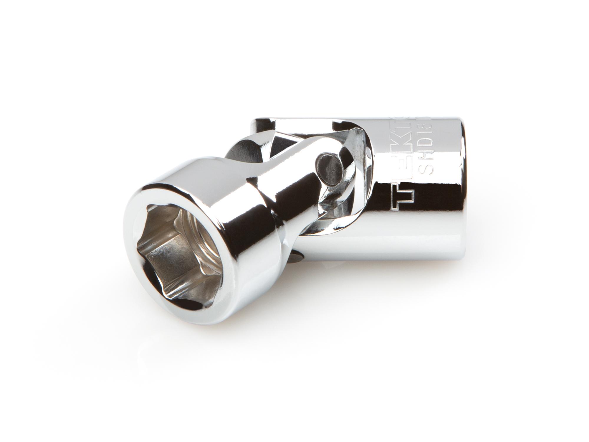 Front-right angle view of Tekton hand drive universal joint socket. Item #SHD18112