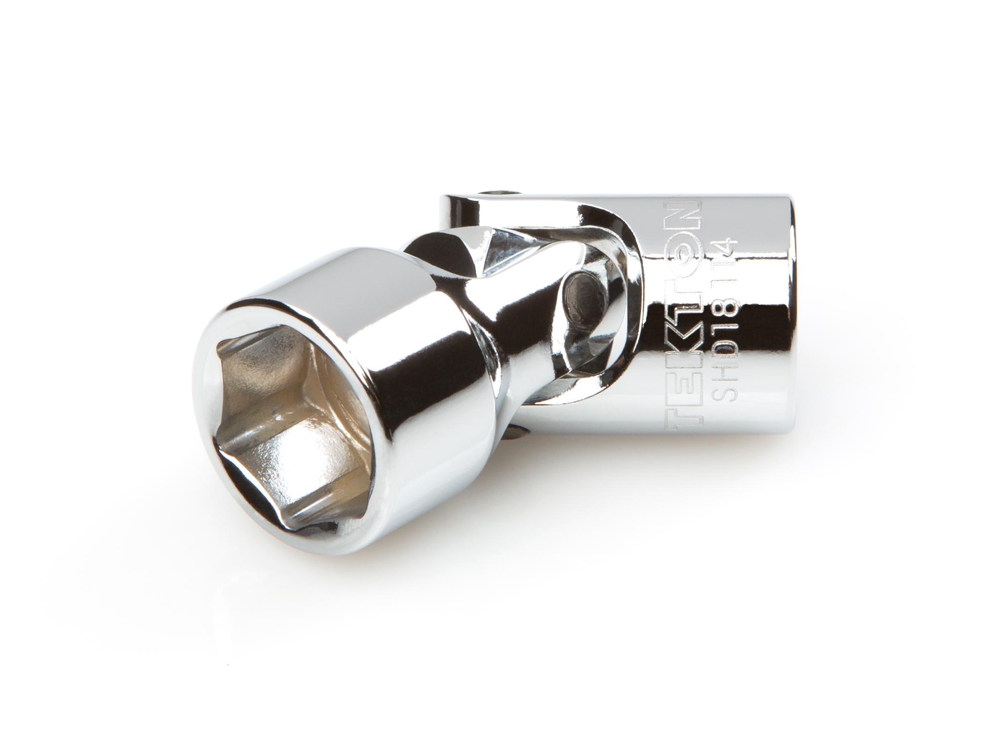 Front-right angle view of Tekton hand drive universal joint socket. Item #SHD18114